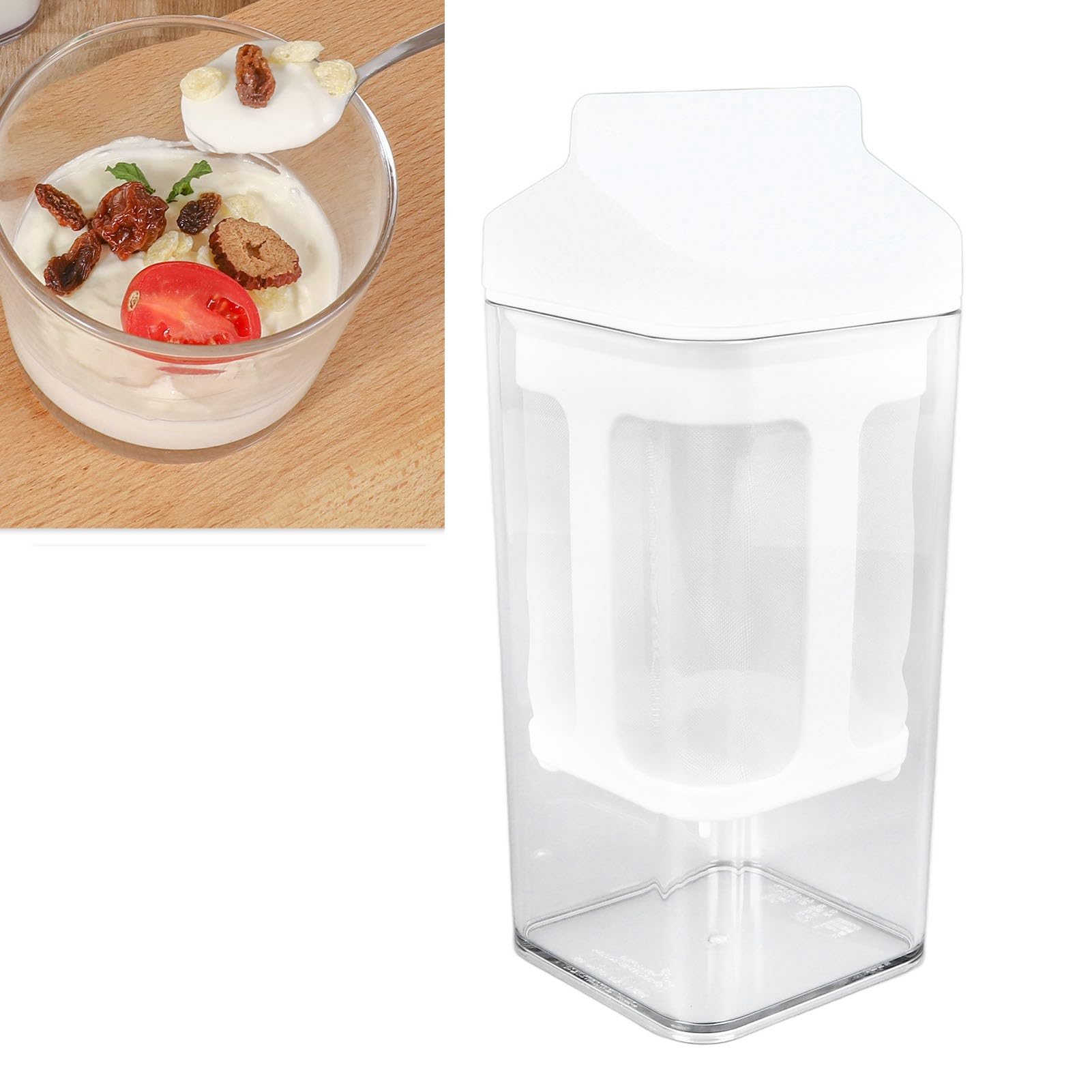 1 L Yogurt Strainer, Greek Yogurt Maker with Fine Mesh, Whey separator, Food Nut Milk Strainer Filter, Making Thick and Creamy Greek Yogurt