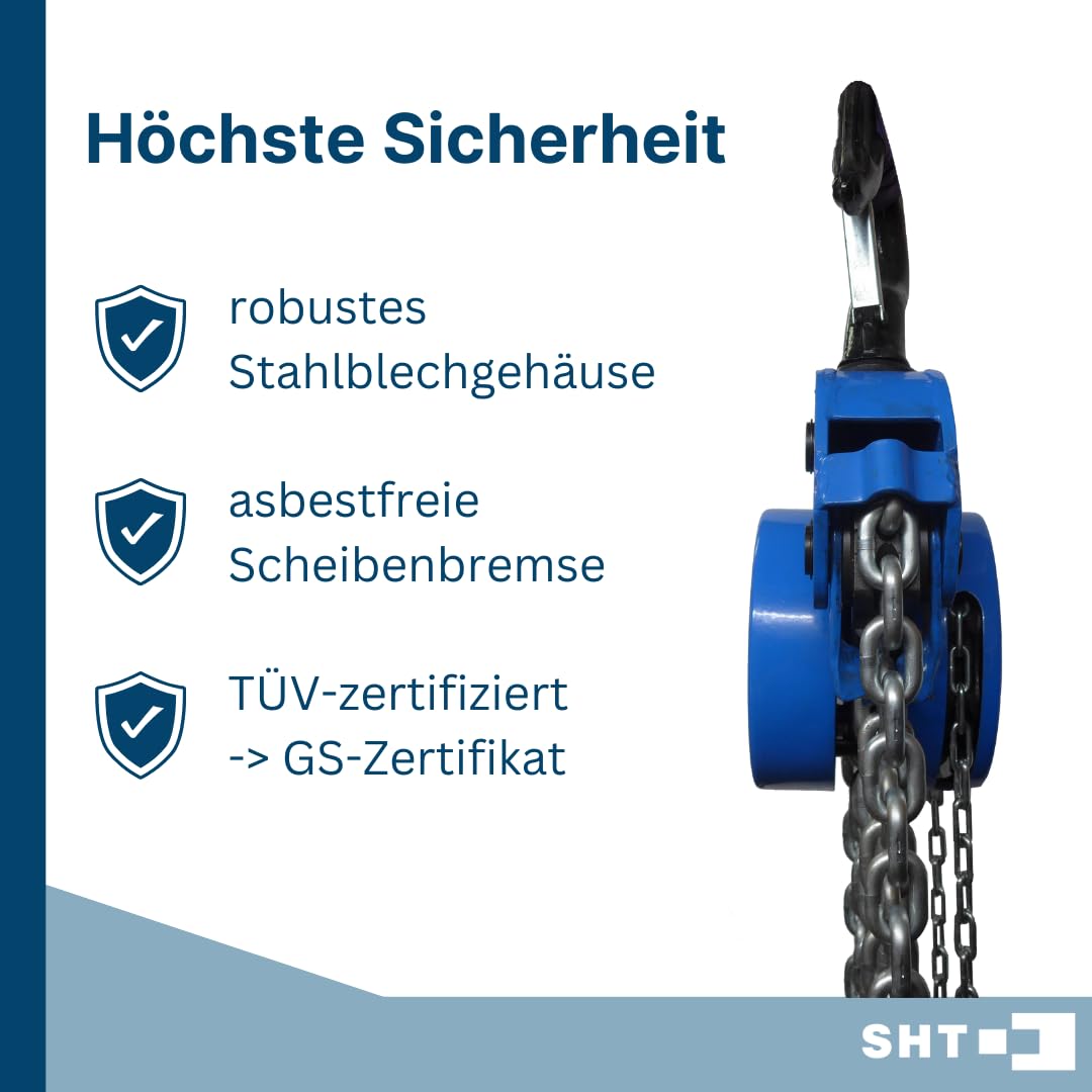 SHT Kettenzug/Stirnradflaschenzug SFZ 4-strang mit 10000kg Traglast | 6m Hub, Kompakter Flaschenzug Seilzug