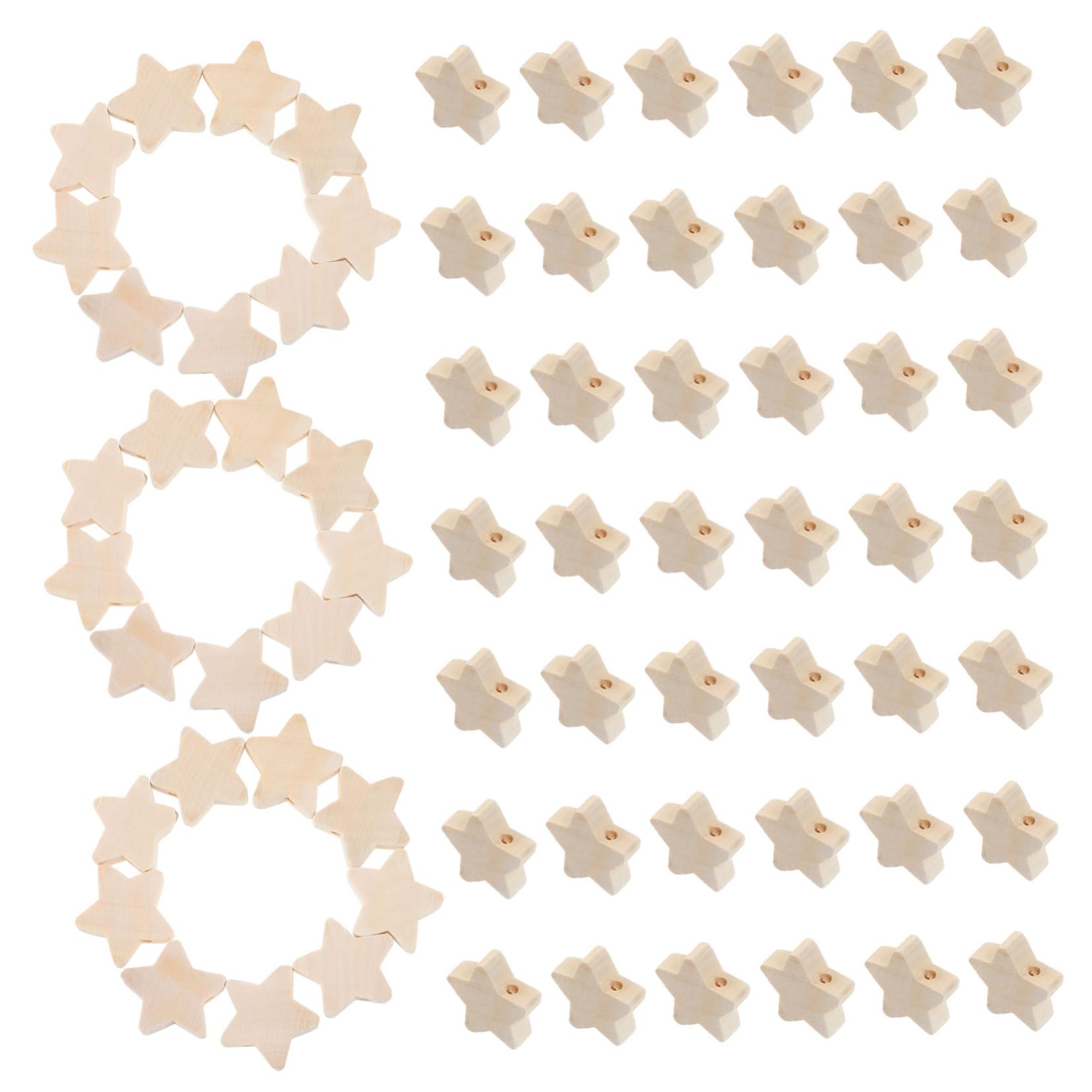 100 Piezas Cuentas de Madera Estrella Manualidades DIY, para Niños