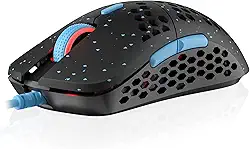 HK Gaming Mouse para jogos Mira M RGB ultraleve | concha de favo de mel | 63 gramas | máx. 12000 cpi | USB com fio | 6 botões programáveis | Memória integrada | Punhos antiderrapantes | Mira-M Blue