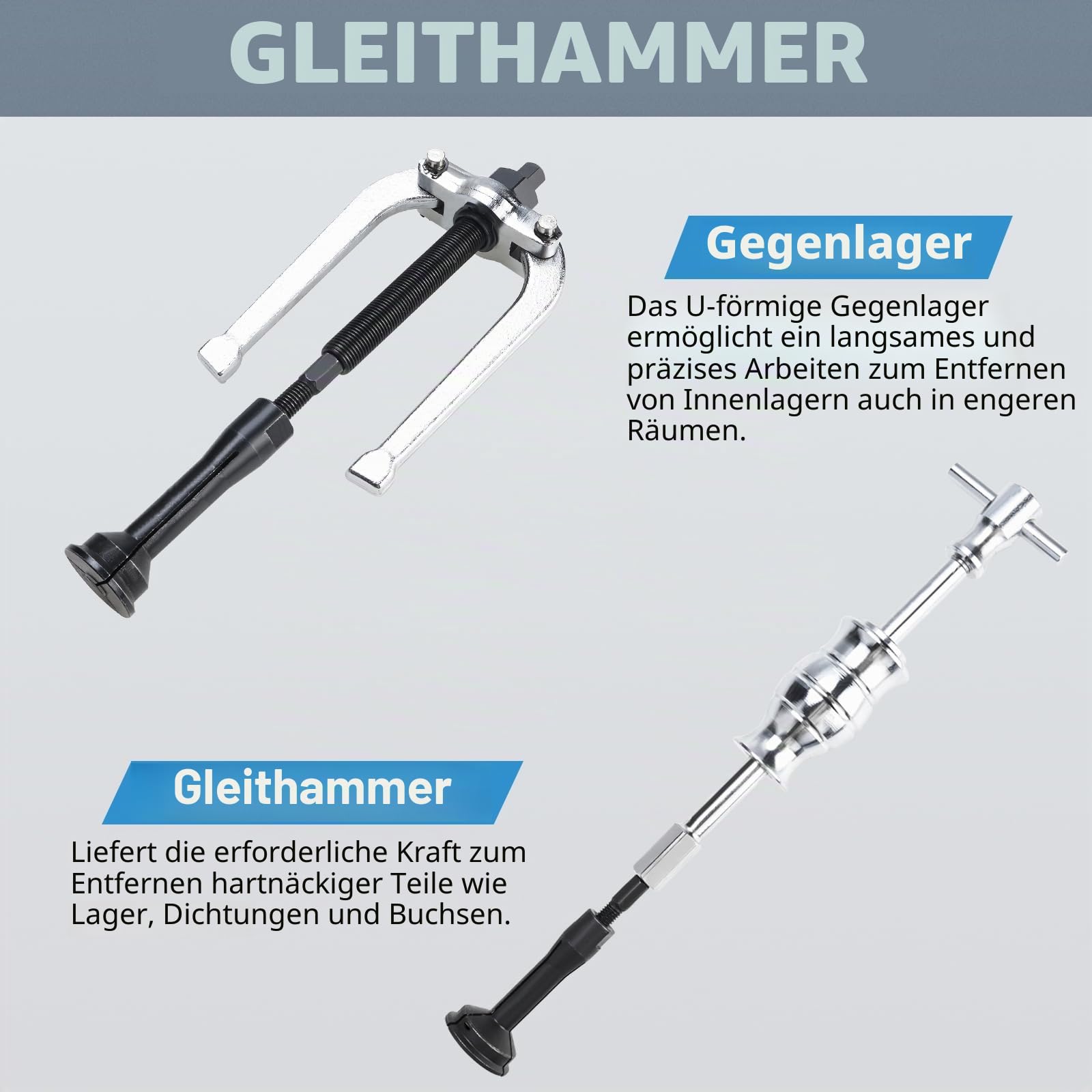 BOOMSTART 16tlg Innenlager Abzieher Innenabzieher Set, 5-58mm Lager Innenabzieher Set, Kugellager Lagerabzieher Innen mit Gleithammer, Grundloch Innenabzieher Innenauszieher für Motorrad Auto (Blau)