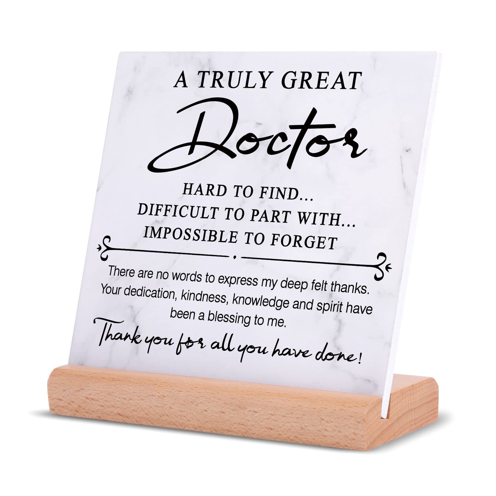 Gowelly Doctor Gifts - Thank You Acrylic Plaque with Wooden Base, Gifts for Doctors Men Women, Presents for Doctor on Retirement, Birthday, National Doctors Day