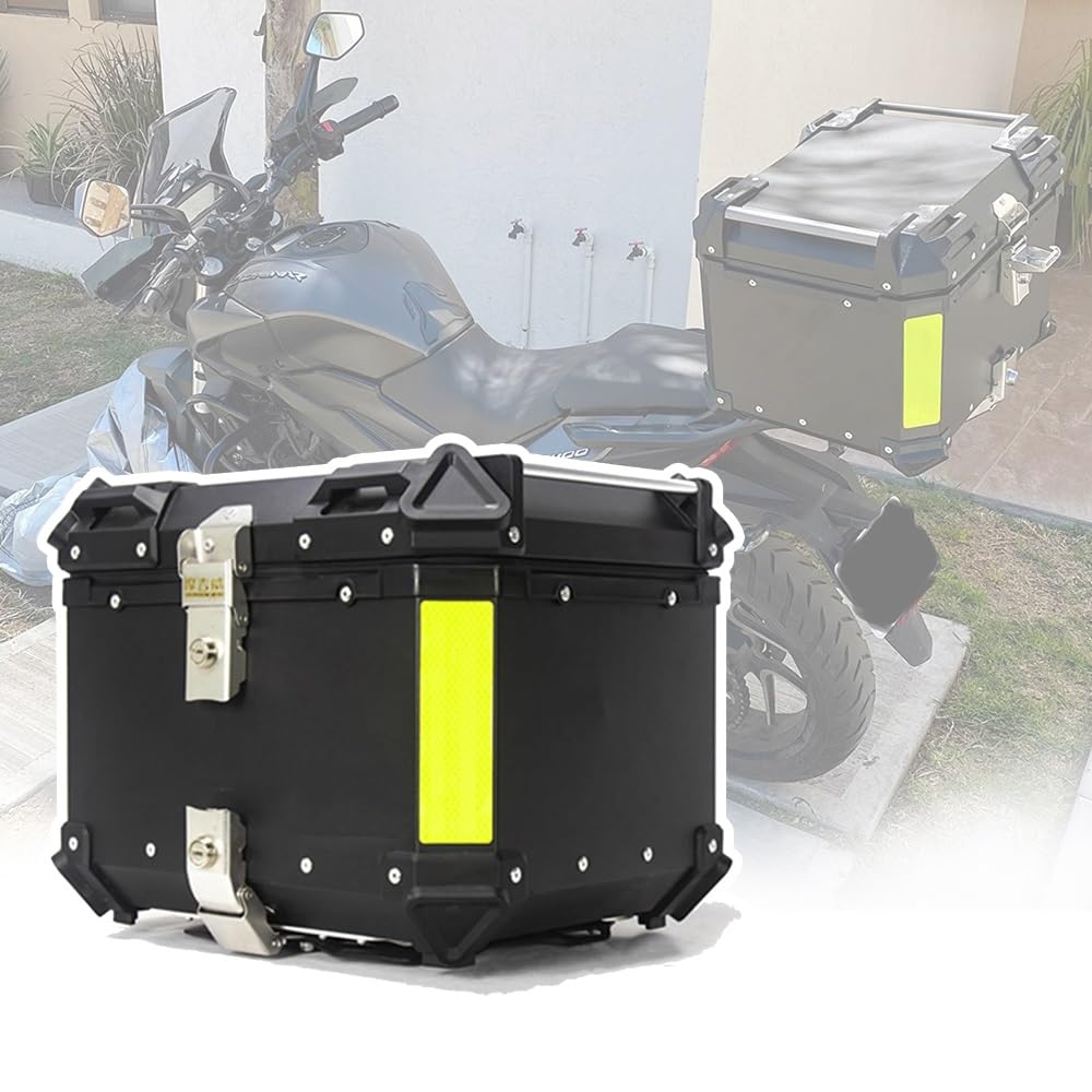 Motorcycles Top Boxes 36L 45L 55L 65L Trunk Tour Tail Box Motorcycle Top Case with Mounting Hardware, for Helmet Storage(Black,80L)