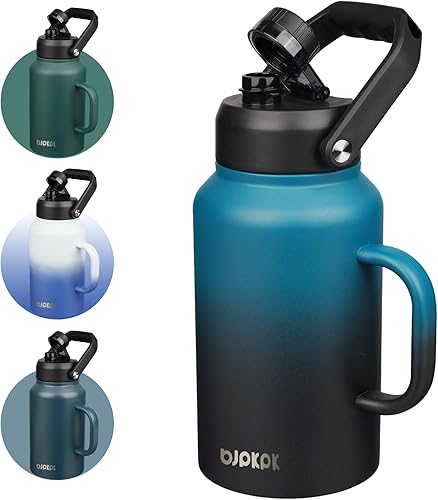 Miniatura 45 de BJPKPK Botellas de Agua Aisladas, Aptas para Lavavajillas, Botella de Agua de 18 oz con Asa, A Prueba de Fugas, Sin BPA, Termos Térmicos, Jarra de