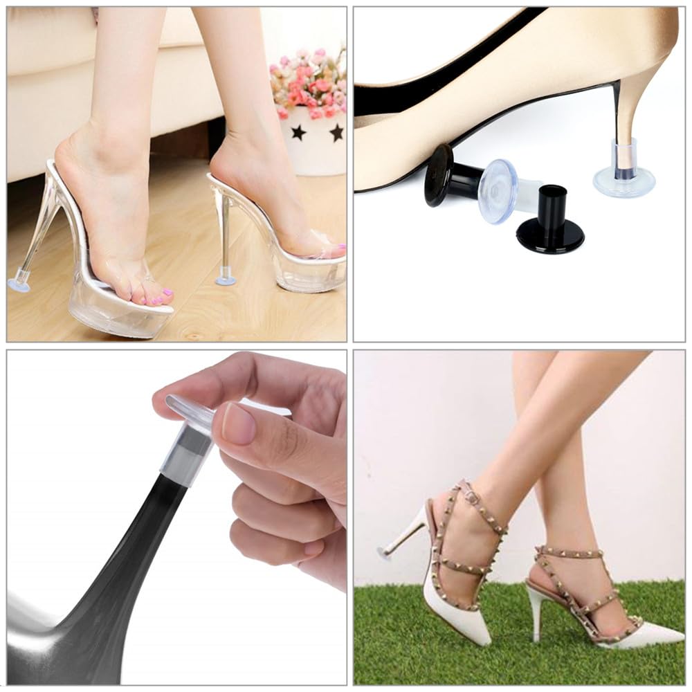 8 pares de protectores de tacón para mujer, protectores para tacones altos, protectores para tacones, tapones transparentes de Stiletto, 4 tamaños transparentes para bodas, actividades al aire libre