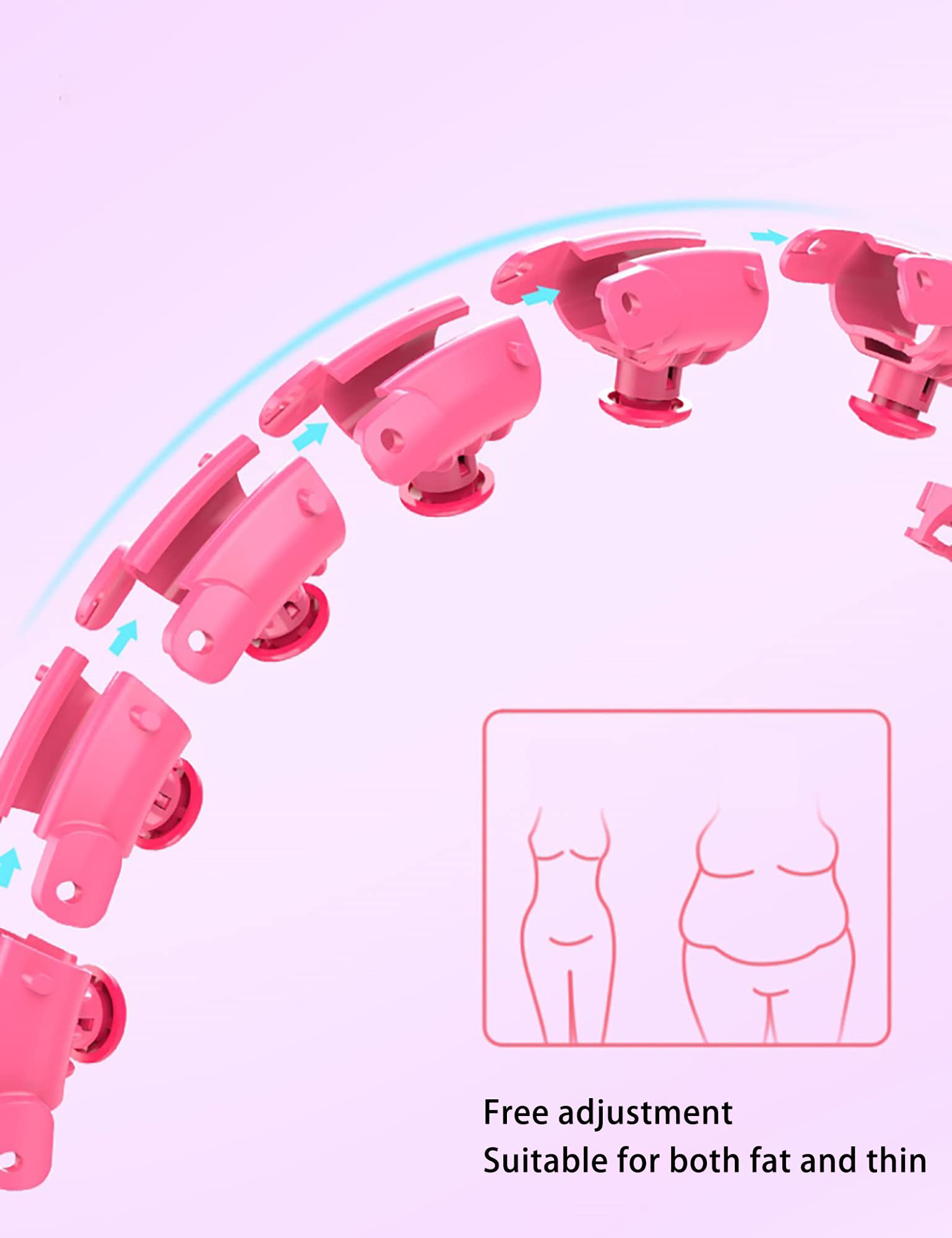 Smart Hula Hoop, 2 in 1 Bauch Fitness ÜBung Massage Hu-la Hoop Reifen, mit 360 Grad Automatisch Drehendem Ball, FüR AnfäNger Kinder Erwachsene/Rosa / 19 Knots