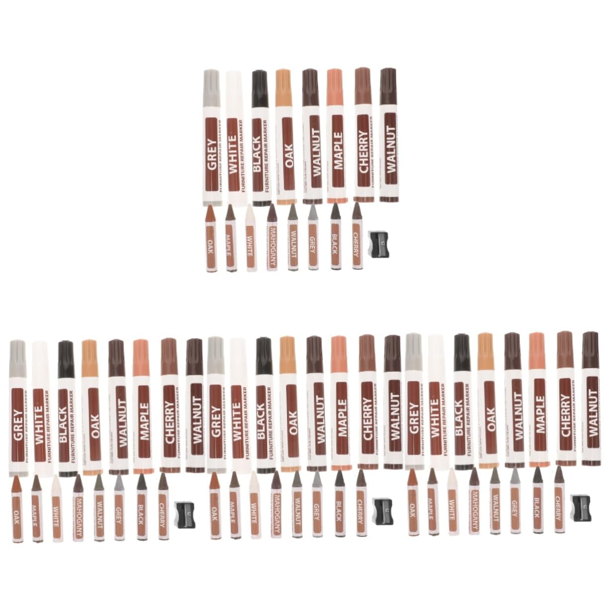 4 Sätze Möbelreparaturset mit Stiften und Wachsfarben Holzmarker für Möbel und Fußböden zur Ausbesserung von Kratzern und Beschädigungen Vielseitig Einsetzbar Holz