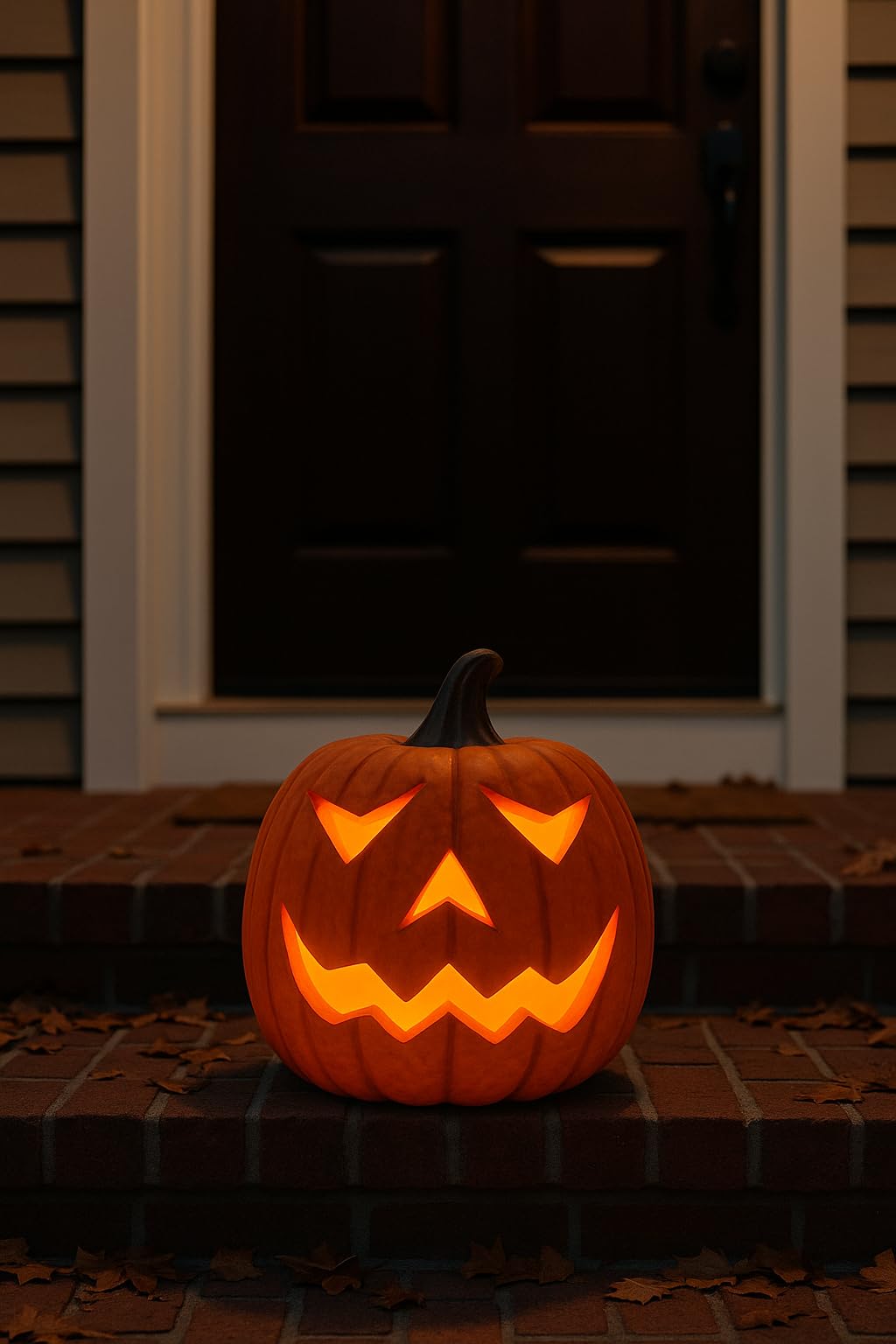 Herbstdeko Halloween Kürbis mit LED – Polyresin, 29 x 33 cm, warmweiß