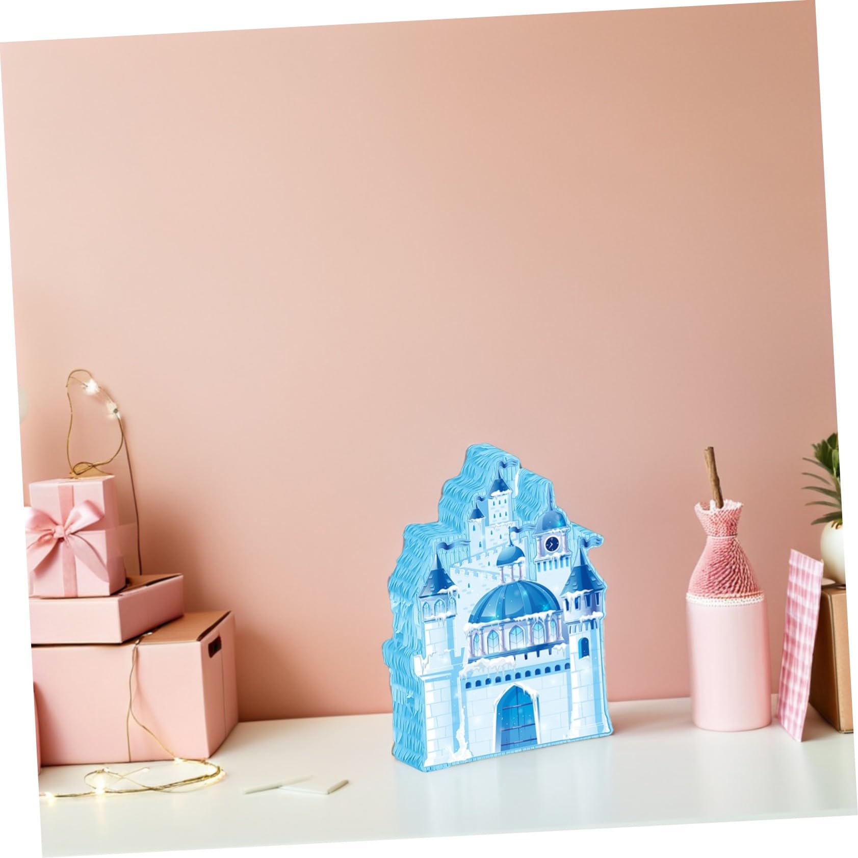 Winter Schloss Pinata mit Augenbinde und Schläger Hängende Weihnachts-dekoration Candy Holder für Kindergeburtstag Schloss Party Zubehör Blaue Eis