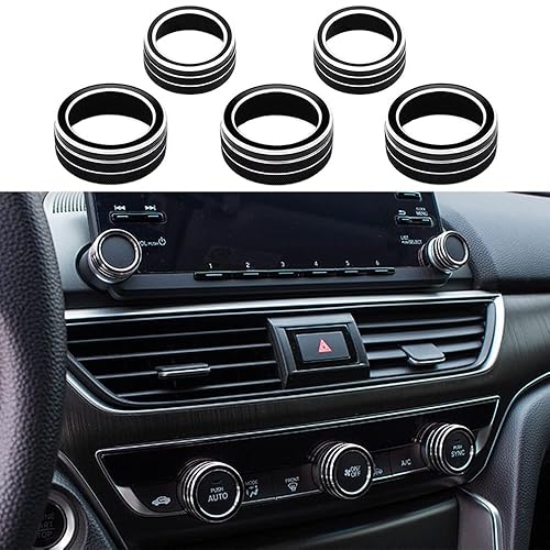 Thor-Ind 5 piezas de aluminio para consola central de automóvil CA aire acondicionado, perilla de volumen de sonido, ajuste para 10 Honda Accord