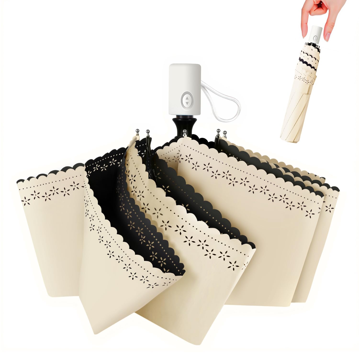 JIS Certified 100% UV Protection & Full Light Shielding Parasol, Ultra Lightweight, UV Blocking, Heat Shield, UPF 50+, Folding Parasol, Heat Stroke Protection, Sun Protection, Compact, Folding : Cloth