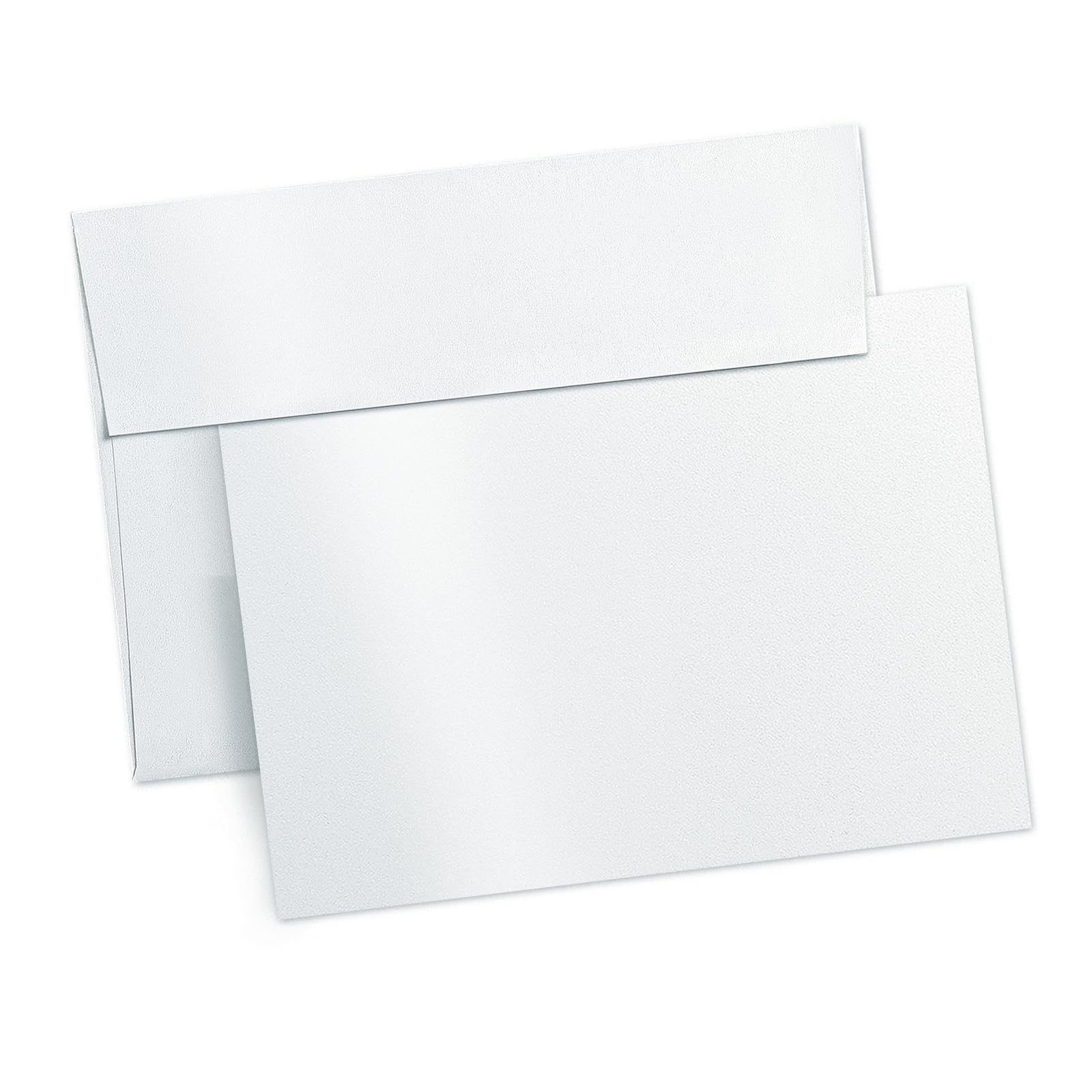 White Shimmer Blank Cards and Envelopes (Unfolded), Goefun Pearl 5x7 Flat Cardstock and A7 Envelopes Self Seal 100 Pack for Wedding, Invitations, DIY Greeting Cardstock, Thank You Cards & All Occasion
