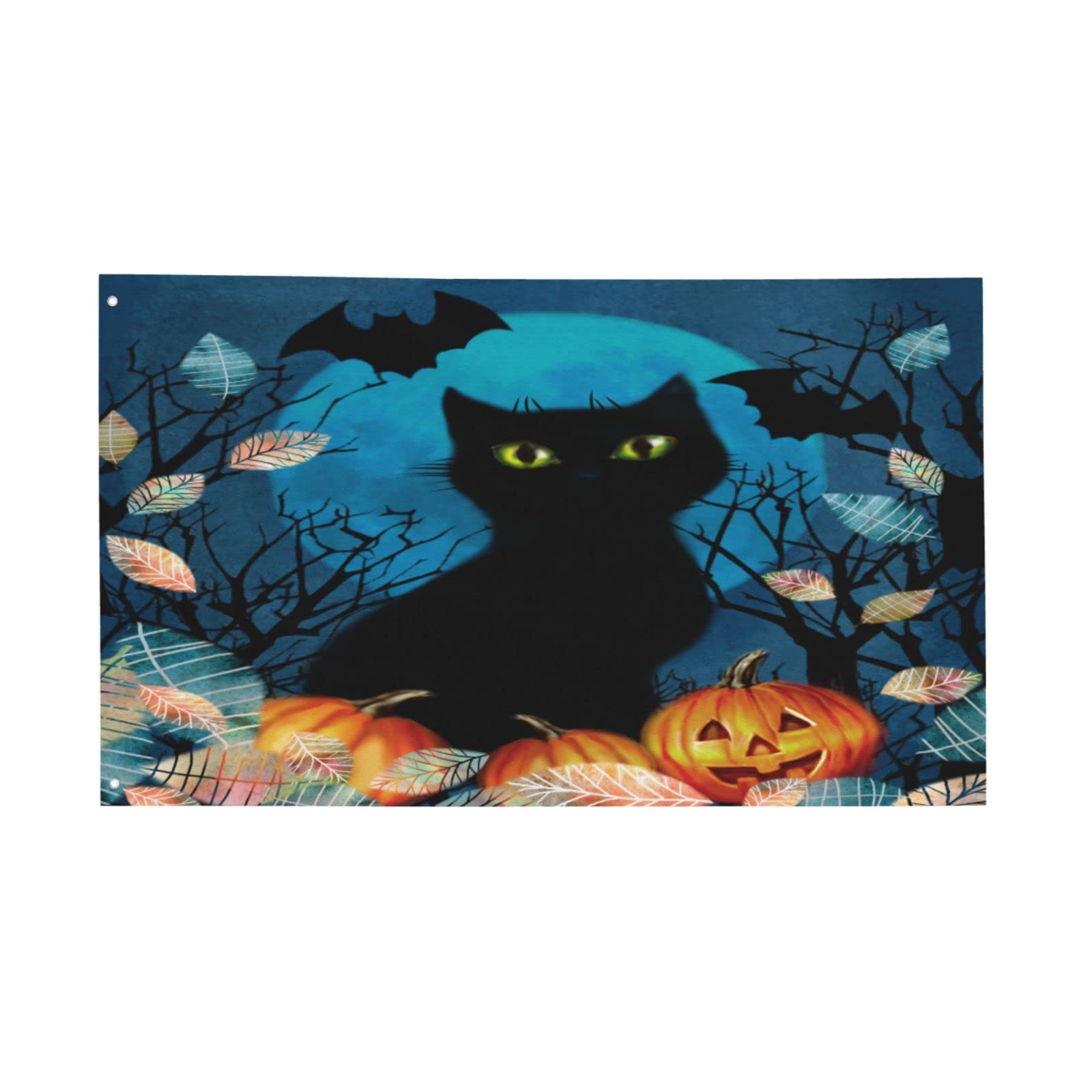 Halloween-Katzen-Gartenflagge Doppelseitig – 45x30 Cm, Polyester, Für Gartenflaggenständer