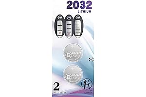 Nissan CR2032 Remote Key Fob Battery, 2 Pack