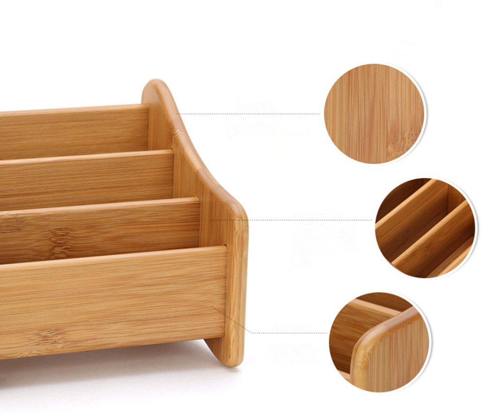 RoseFlower® Multifunzionale Organizzatore da Scrivania Porta Oggetti Organizer Tavolo con 3 Scomparti - Porta Telecomandi universale in Bambù per l' aria condizionata, telecomando TV, DVD #1