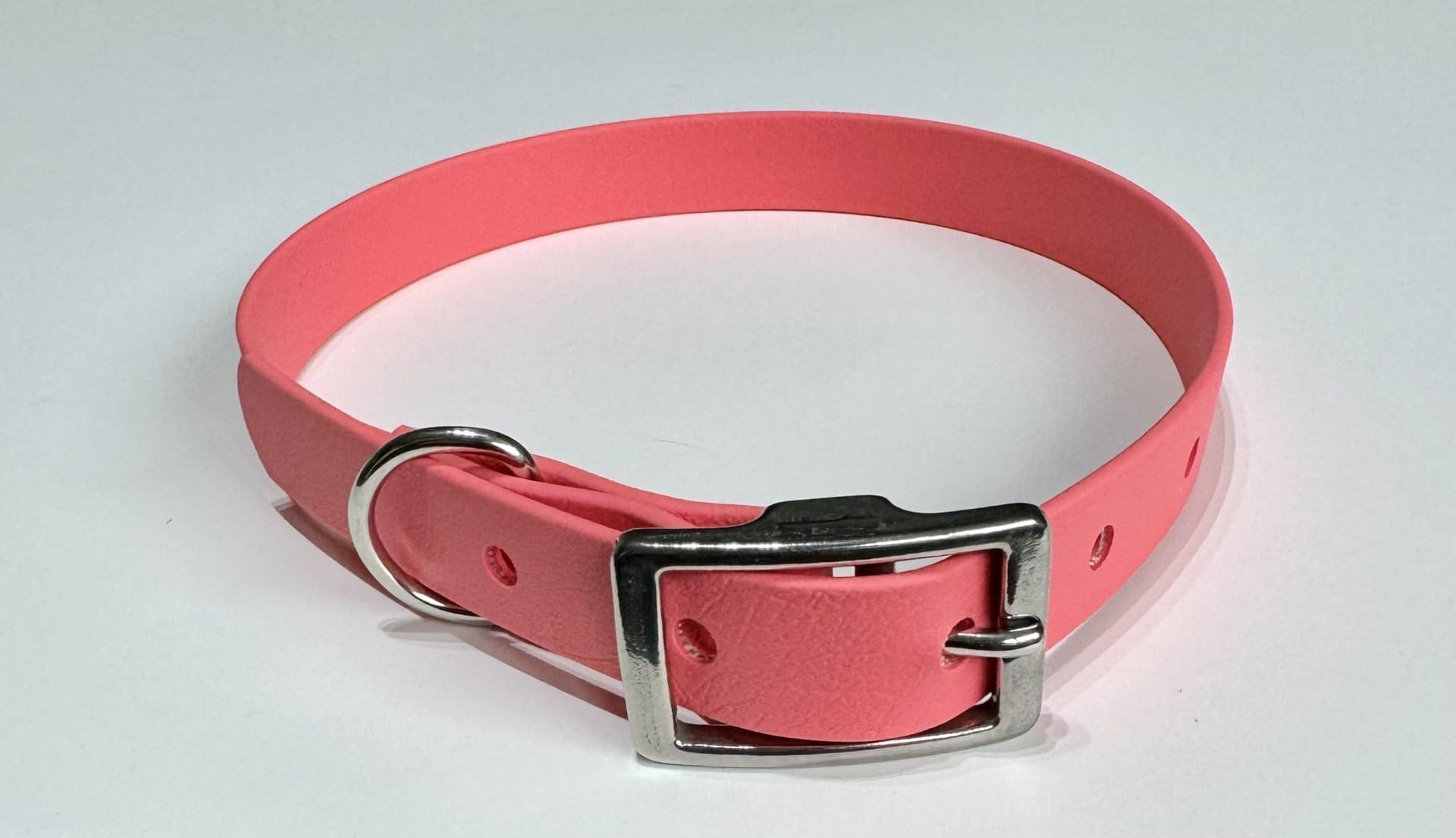 Genuine Biothane Rustproof Waterproof adjustable Dog Collar by eSKay with Stainless steel buckle small med large red, black, coral pink, navy blue (Pink Coral, Large)