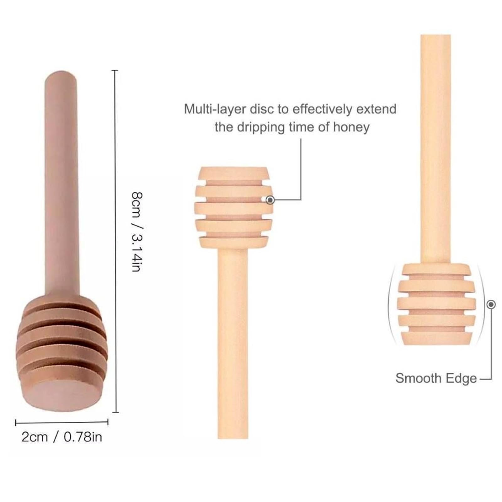 Cuchara De Miel De Madera Personalizada, Palito De Miel De Madera Personalizado, Palito For Remover Miel, Idea De Regalo For Bodas, Mini Cucharones(100pcs,8cm)
