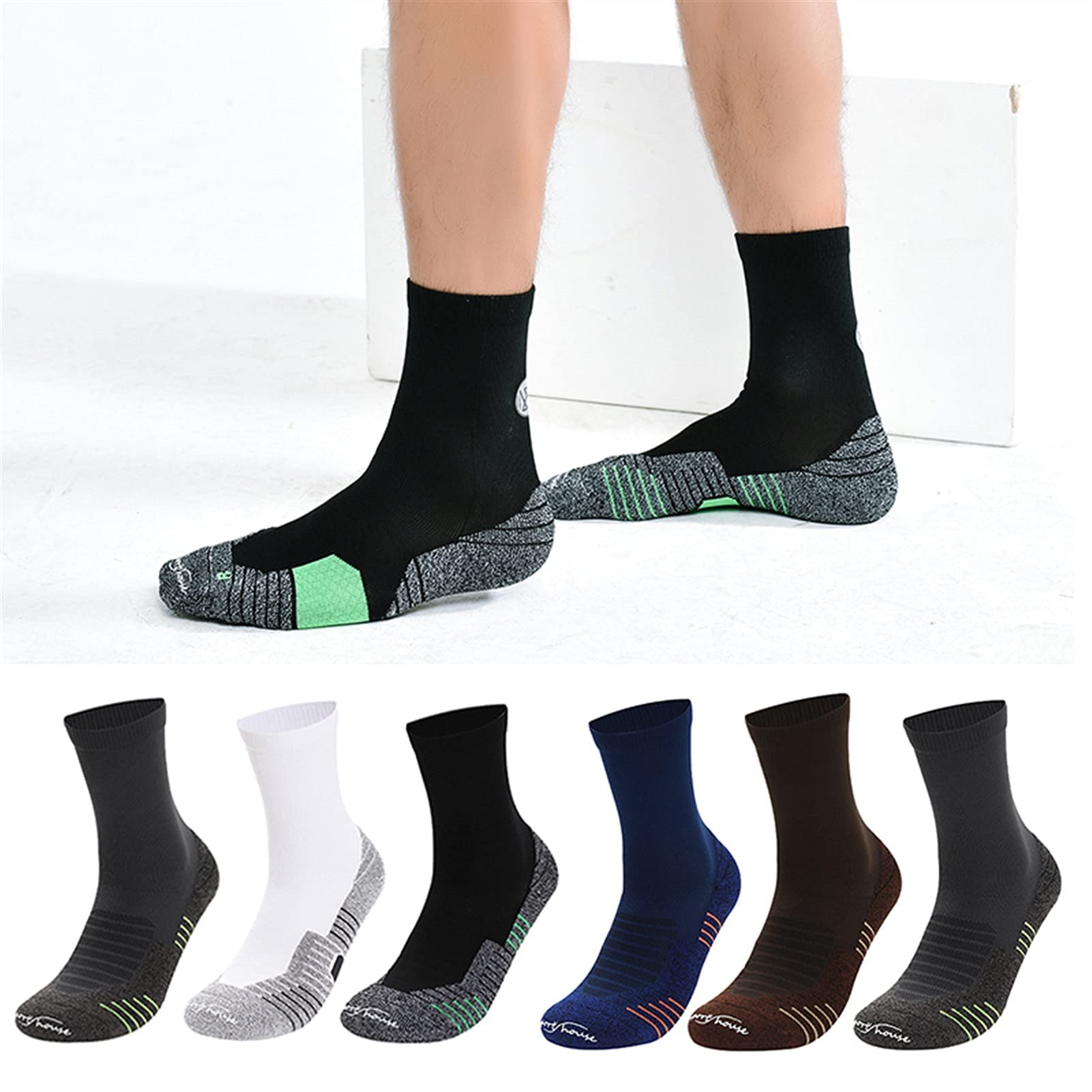 Calze da Basket da Uomo Calzini in Cotone Sport Sport Socks Pack Pack Esecuzione di Calzini da Ciclismo Nero Traspirante Uomo Traspirante