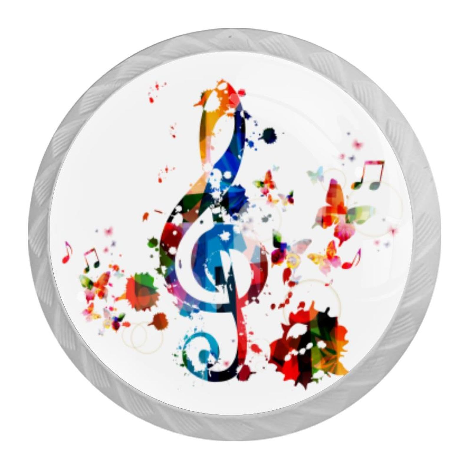 Tqmspg 4 Pieces Drawer Pulls Music Note Door Knobs Dresser Handles for Kitchen Wardrobe Cupboard Hardware Furniture