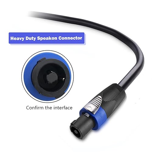 Miniatura 3 de Paquete de 2 cables Speakon Pro a Speakon de 15 pies, par de cables de conexión de 12 AWG, cable de audio Speakon profesional con conectores NL4FC