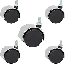 Conjunto de 5 rodízios de placa de roda de cadeira de escritório rodas rodas de cadeira de escritório universal com haste rosqueada 10 x 16 mm rodas duplas giratórias rodas resistentes para móveis de carrinho 5 polegadas 50 mm giratório C