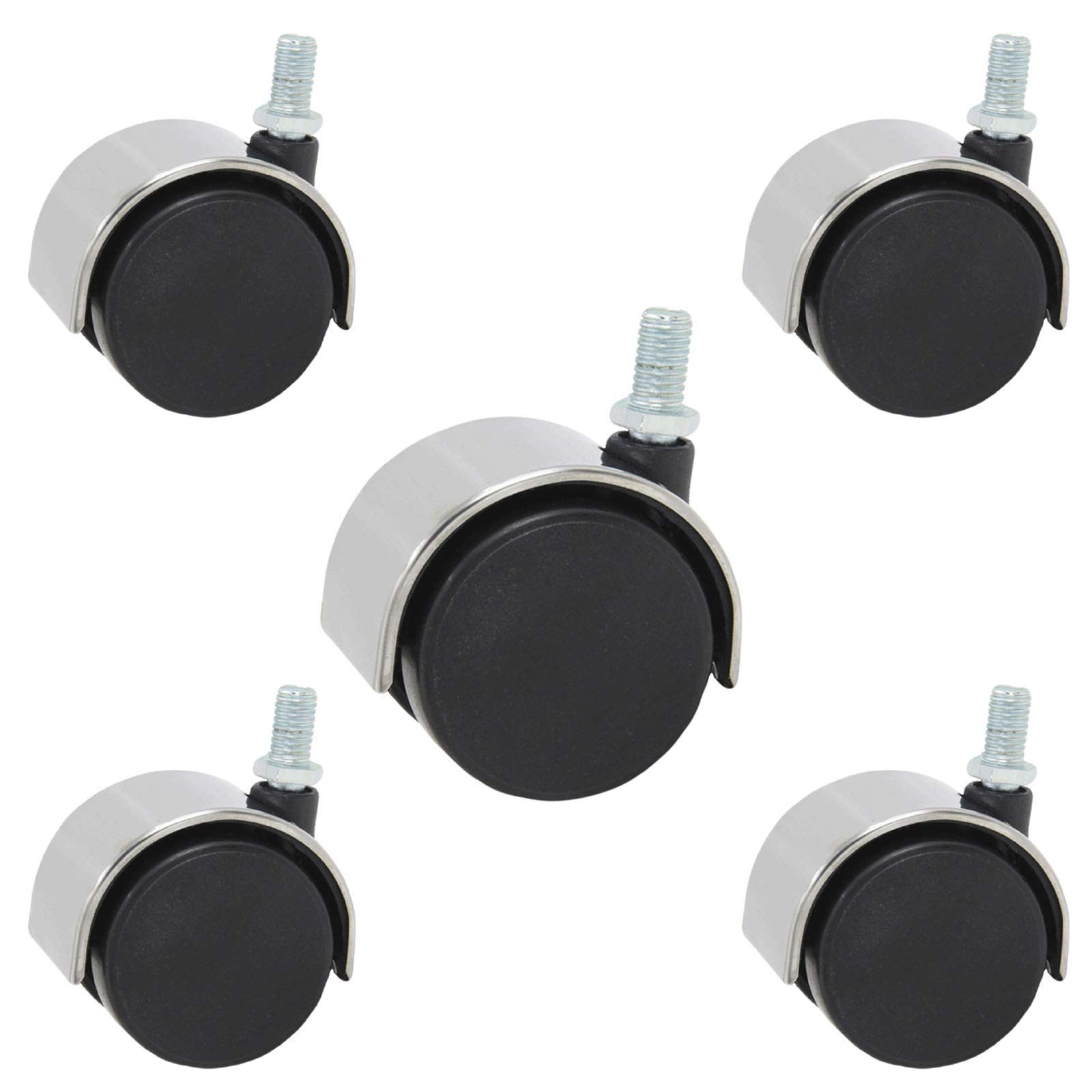 Roulettes doubles haut de gamme avec tige filetée 10x16mm pour mobilier robuste