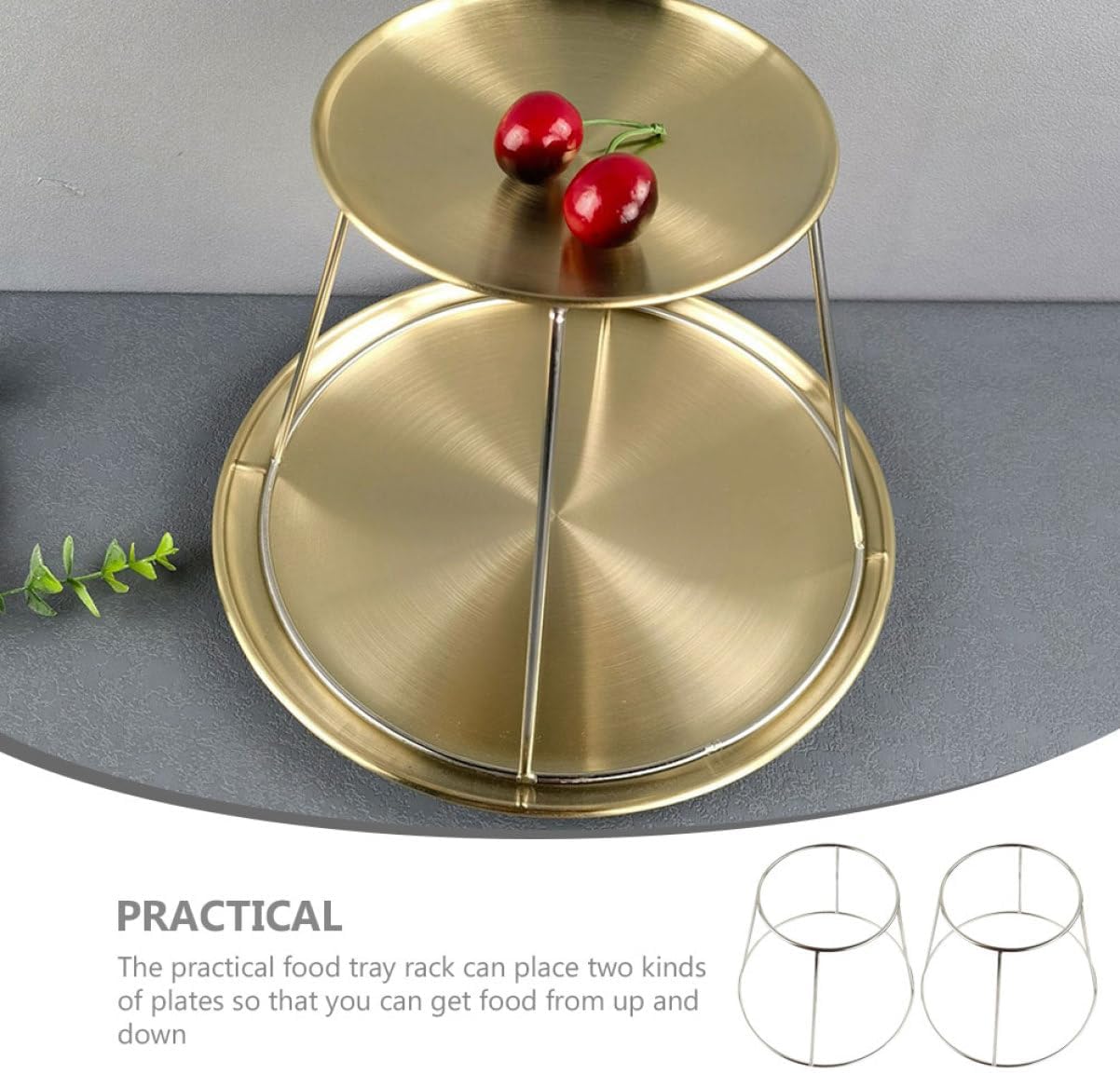 VOSAREA 2pcs Practical Food Holder Food Tray Rack Stainless Steel Pizza Stand Seafood Display Rack