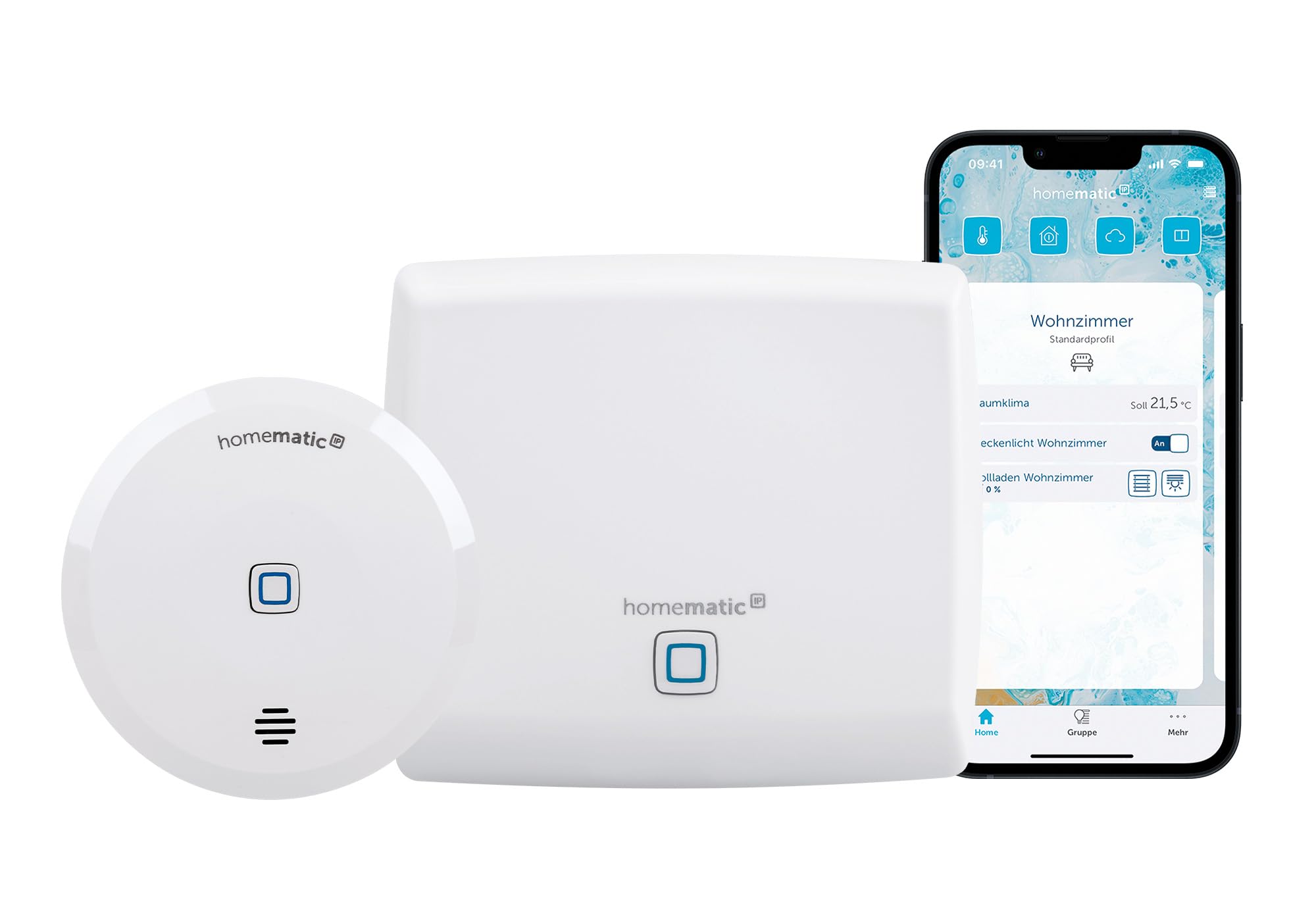 Homematic IP Smart Home Access Point + Wassersensor, Wassermelder für zuverlässige Alarmierung per Sirene und Push-Benachrichtigung in der Smartphone-App bei Feuchtigkeit und Wasser