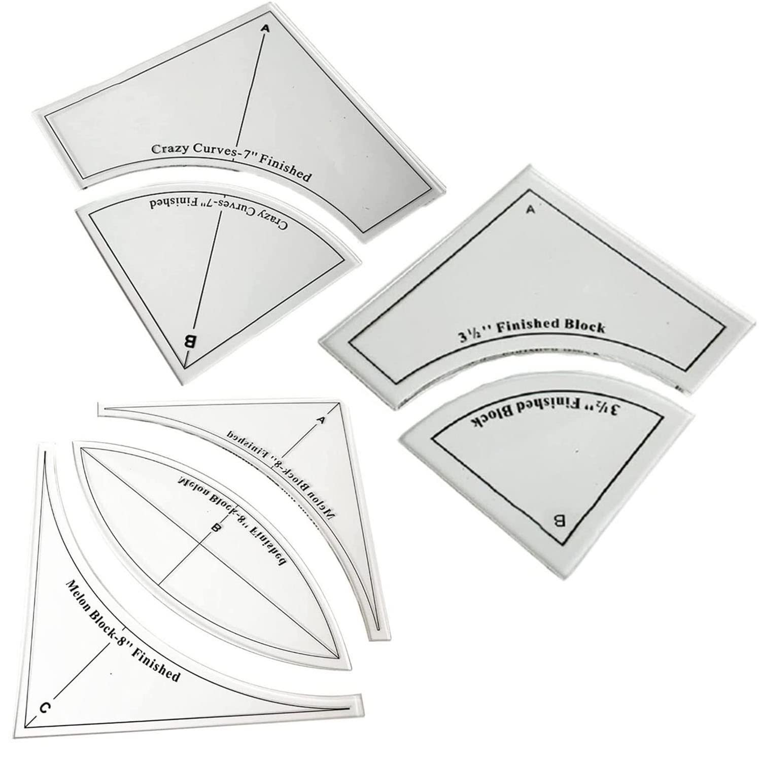 Quick Curve Quilt Template Set,DIY Handmade Patchwork Quilting Ruler Template,Acrylic Quilt Template Set,Quilting Supplies (3 set)