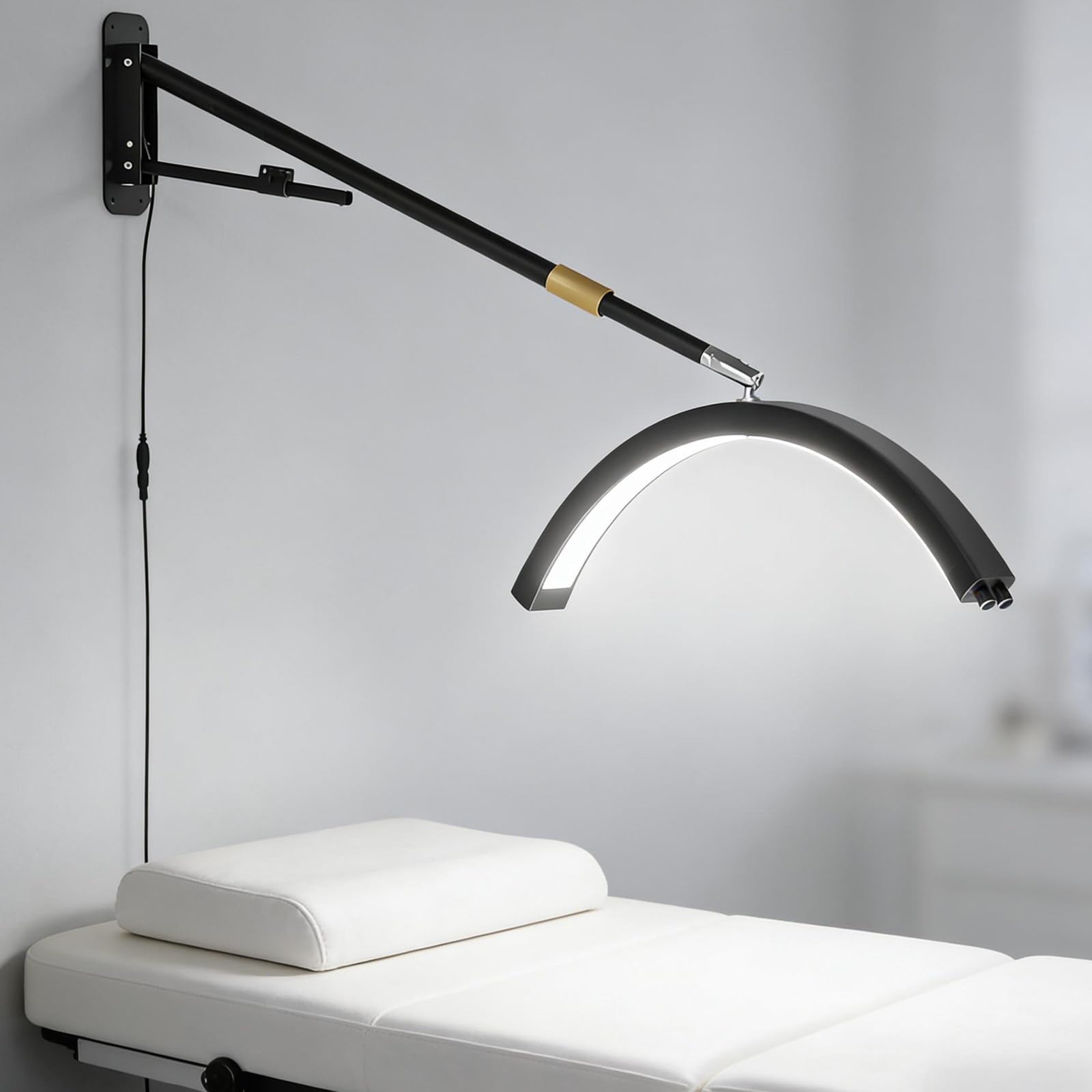 Lampa ścienna LED w kształcie półksiężyca w kolorze czarnym dla fryzjerów i
