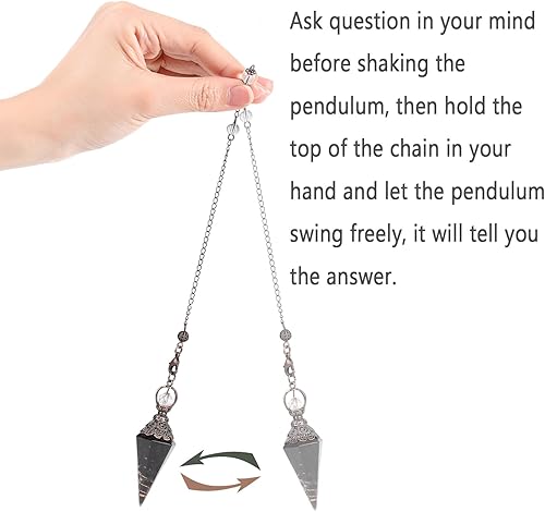 Miniatura 2 de MAIBAOTA Cristal de péndulo, péndulos de cristal de obsidiana negra natural para radiestesia, cristales puntiagudos espirituales para suministros de