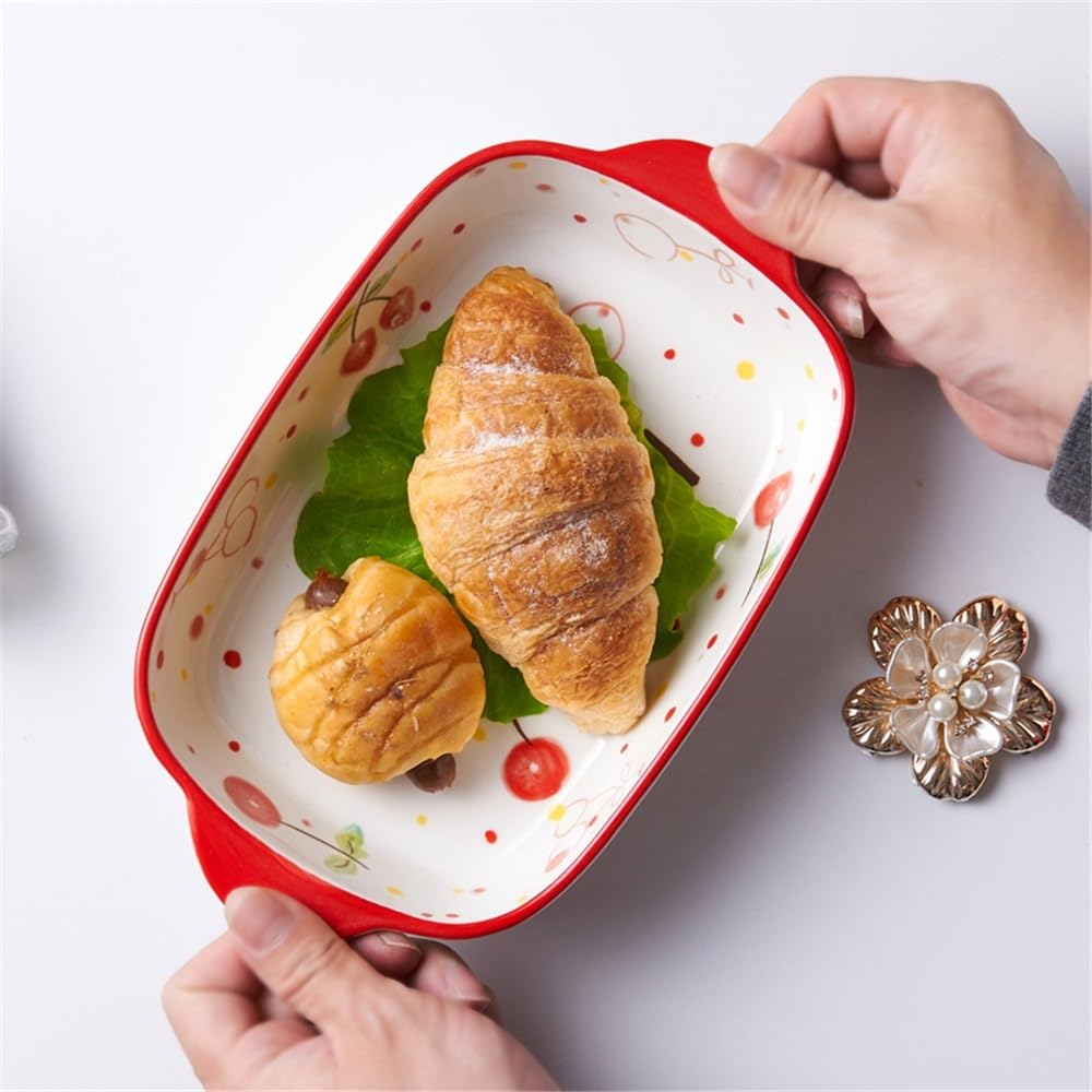 Fromage cuit au four de vaisselle en céramique 500ML Pain(Red)