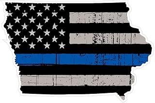 CustomDecal US Iowa State (V16) Thin Blue Line Vinyl Decal Sticker Car/Truck Laptop/Netbook Window