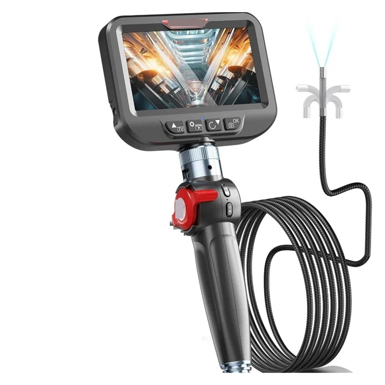 Kamera inspekcyjna, Endoskopowe kamery inspekcyjne 6,2 mm z 6 diodami LED, wodoodpornym, półsztywnym kablem IP67(F606B)