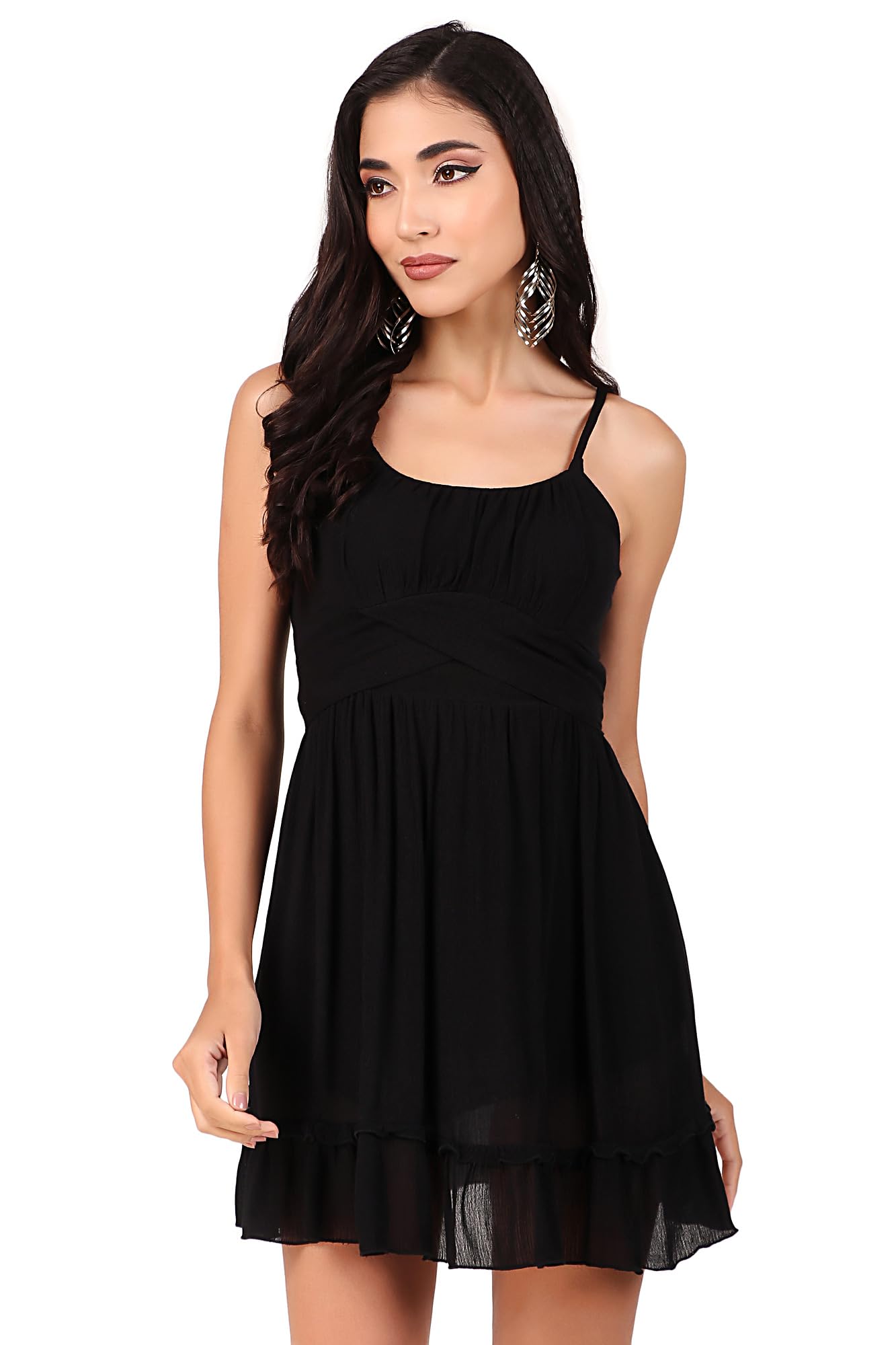 BoheeWohee Womens Beach Dress with Spaghetti Strap for Summer Casual Bohemian Cottagecore Gypsy Mini Dresses