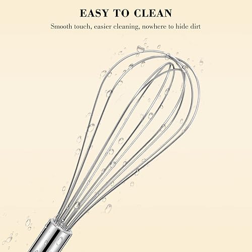 Miniatura 5 de NileHome Juego de batidor de acero inoxidable de 8 pulgadas, 10 pulgadas, 12 pulgadas, batidor de globos de cocina, batidor de alambre para cocina,