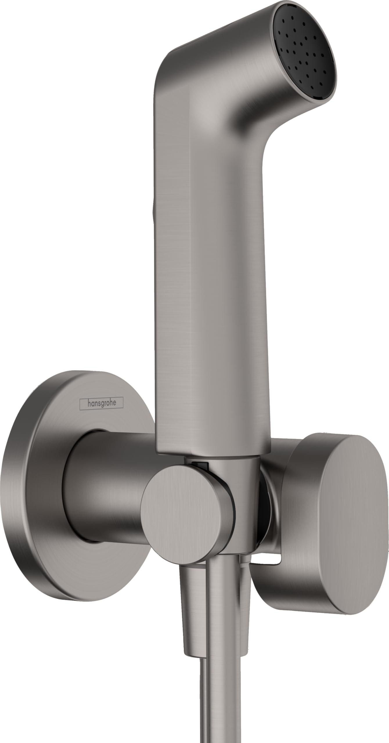 hansgrohe Bidette S 29232340 Hand Shower with 1 Water-Saving Jet Type (EcoSmart) with Shut-Off Valve, Shower Holder and 1.25 m Shower Hose for Hot Water, Brushed Black Chrome