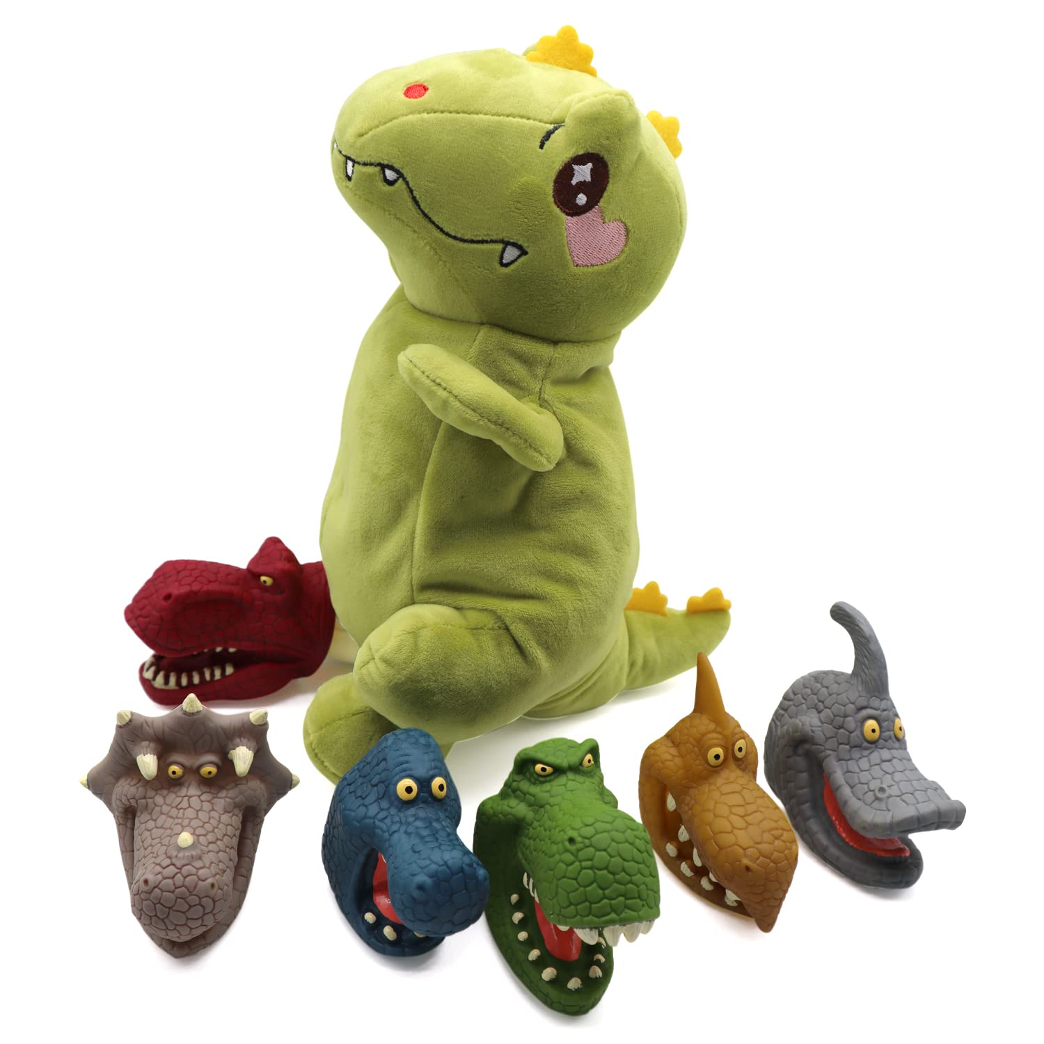 Buy Plush Dinosaurs TRex with 6 Pack Rubber Dinosaur Finger Puppets