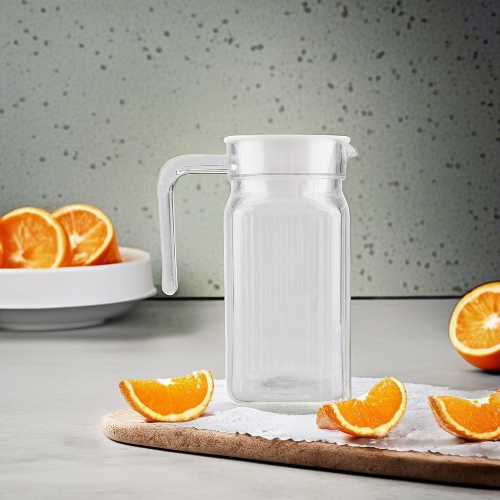 Haofy Acrylic Pitcher, Small Plastic Pitcher Juices Pitcher, Transparent Water Jugs Broken Beverage Jugs, Storing Milk Juices Tea Lemonade, with Lid and Handle(500ML) - Image 5