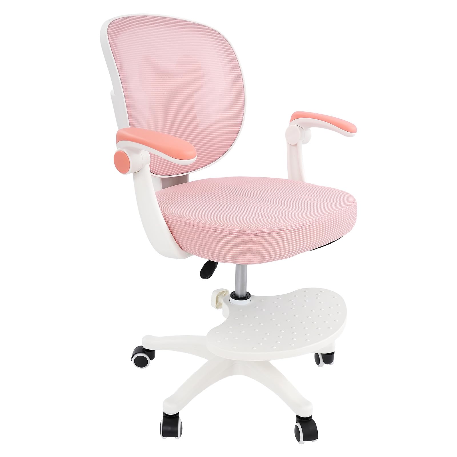 Sedia da scrivania per bambini, regolabile in altezza, 36-46 cm | Braccioli pieghevoli 0-90°, con ruote poggiapiedi, fino a 100 kg, sedia da apprendimento ergonomica, per ragazzi e ragazze