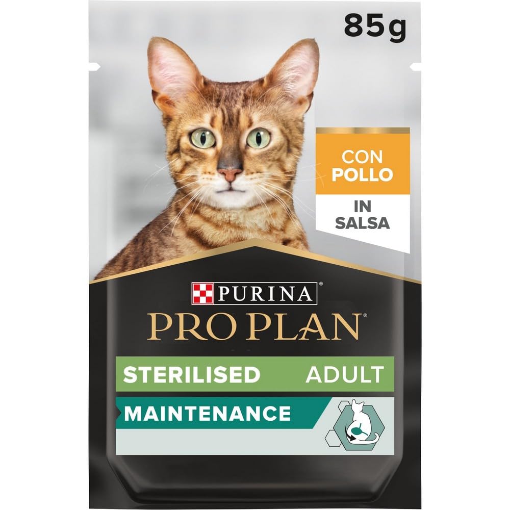PURINA PRO PLAN Maintenance Cibo Umido per Gatti Adulti Sterilizzati Teneri Pezzetti in Salsa con Pollo 26 Buste da 85g