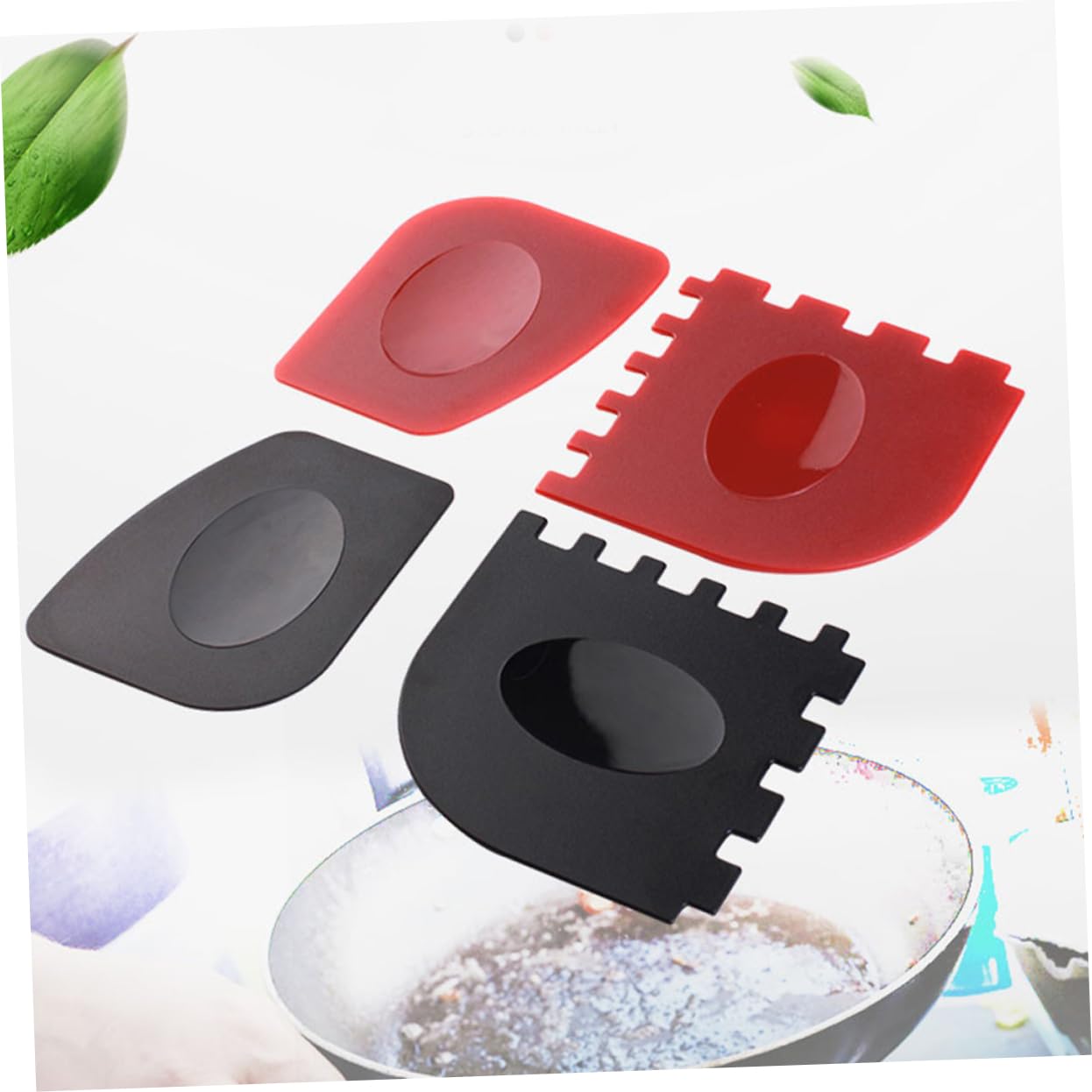 FUNOMOCYA 4Pcs Barbecue Scraper Durable Serrated and Smooth Edge Grill Pan Cleaning Tools for Home Use Compact Cookware Accessories for Easy Storage and Outdoor Cleaning