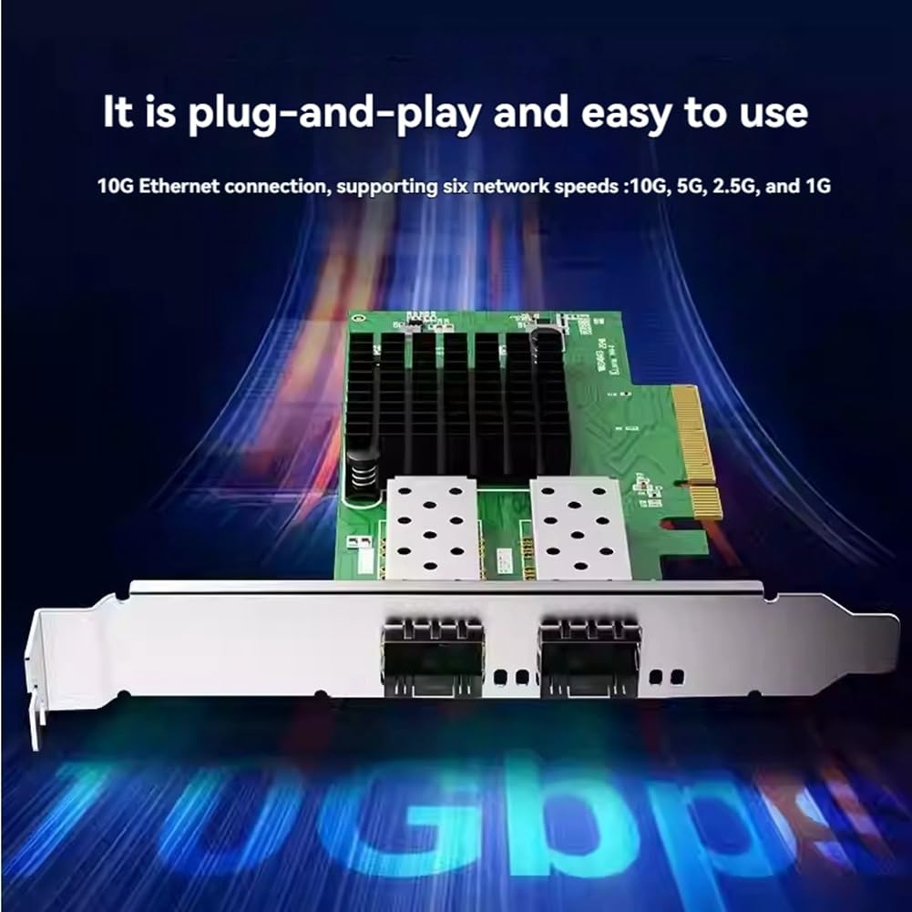 Scheda di Rete in Fibra Ottica Gigabit X710 Chip 10G per PC, 2 Porte per Adattatore Ethernet PCI Express per Connessioni di Rete.