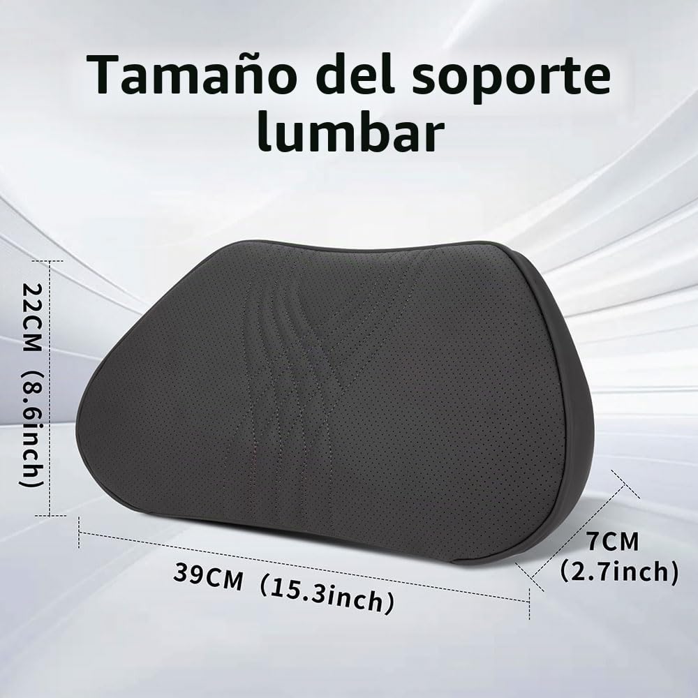 Cojín Lumbar Coche con Esponja Memoria, Cojin de Soporte Espalda Ergonómico para Silla de Oficina, Respaldo Lumbar Almohada de Apoyo para Asiento de Automóvi, Negro, 1 Pieza