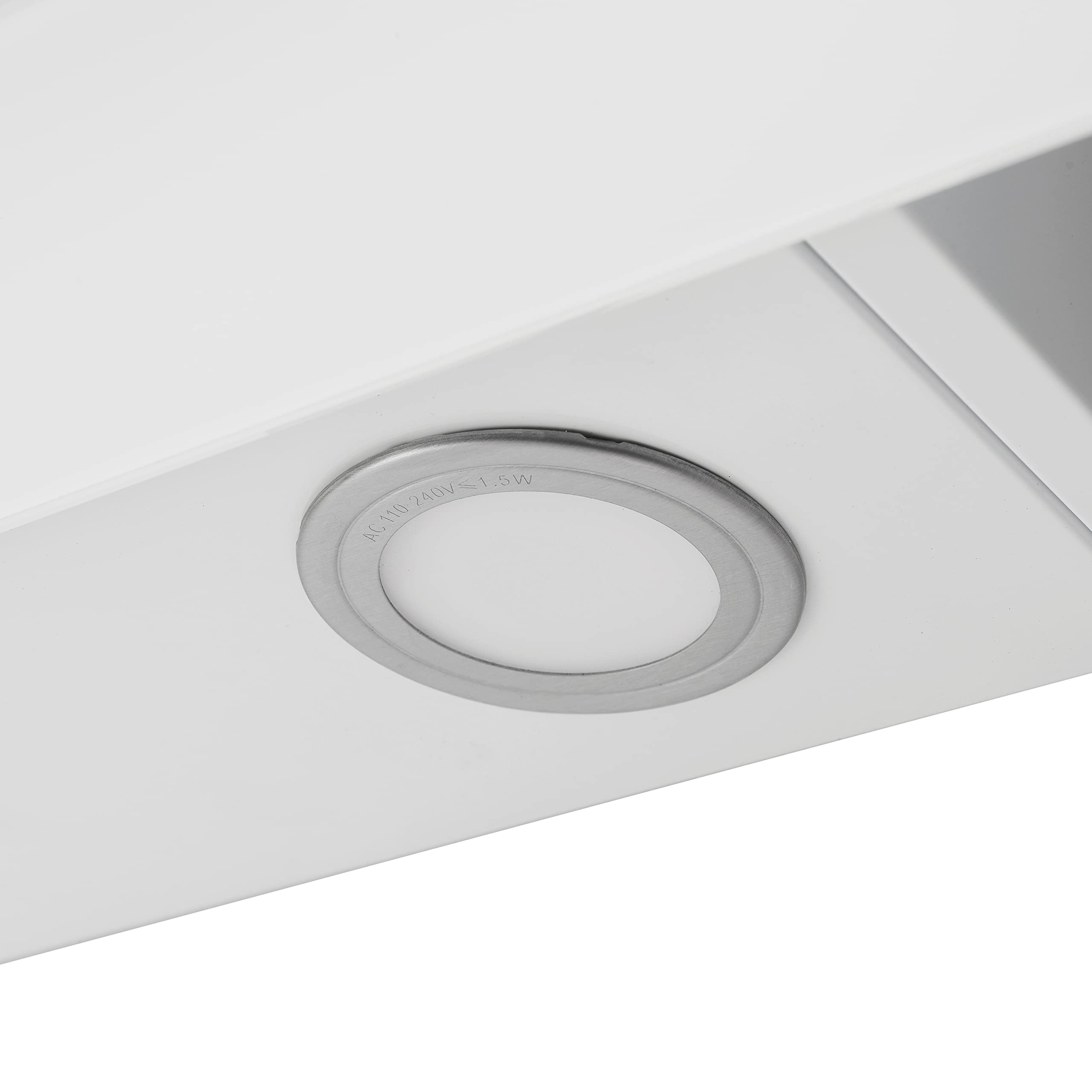 Respekta Cappa Cucina Inclinata Con Spazio Per La Testa, Cappa Cucina Verticale 90 Cm, Scocca In Metallo Con Vetro Bianco, Funzione Di Scarico E Ricircolo, CH22010,90wbz, B, 54 – 62 Db