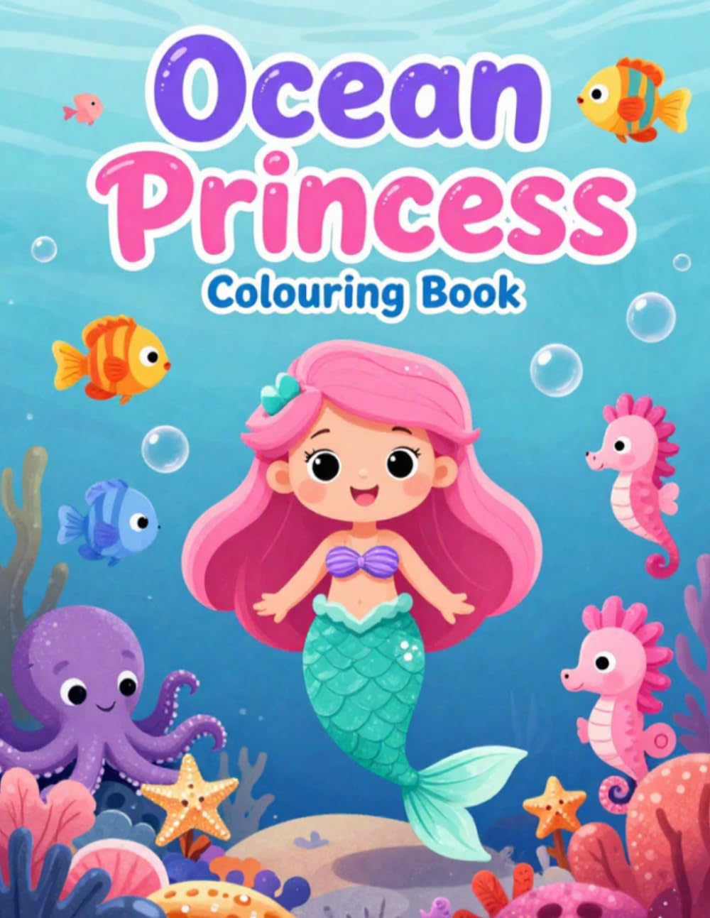 Ocean Princesses Coloring Book: Ocean Princesses Coloring Book: Cute Underwater Mermaid Adventures for Kids Ages 4–8
