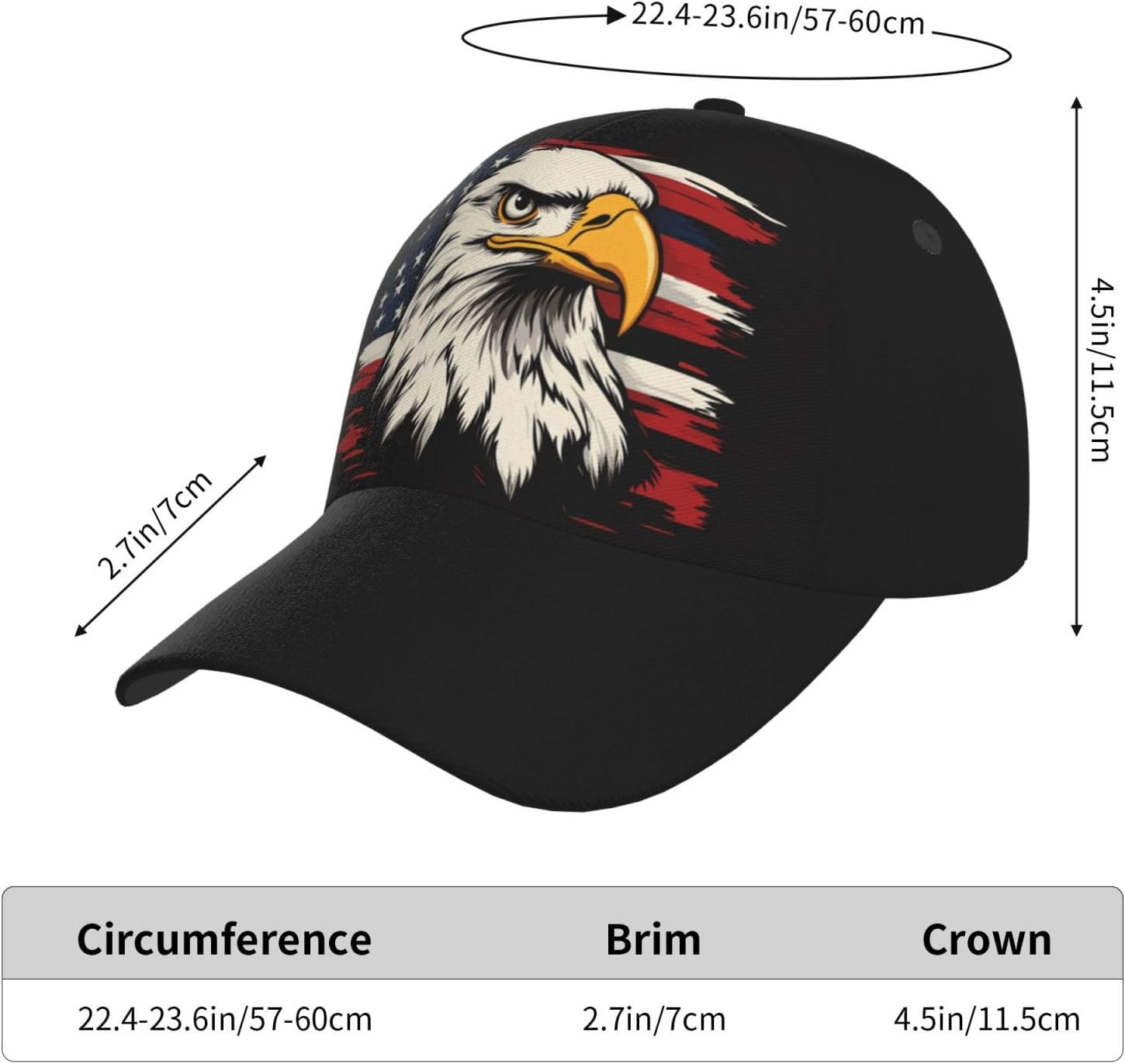 American Flag Baseball Cap, Patriotic USA Hat for Men and Women Adjustable Sun Visor Caps Trucker Hats - Image 4