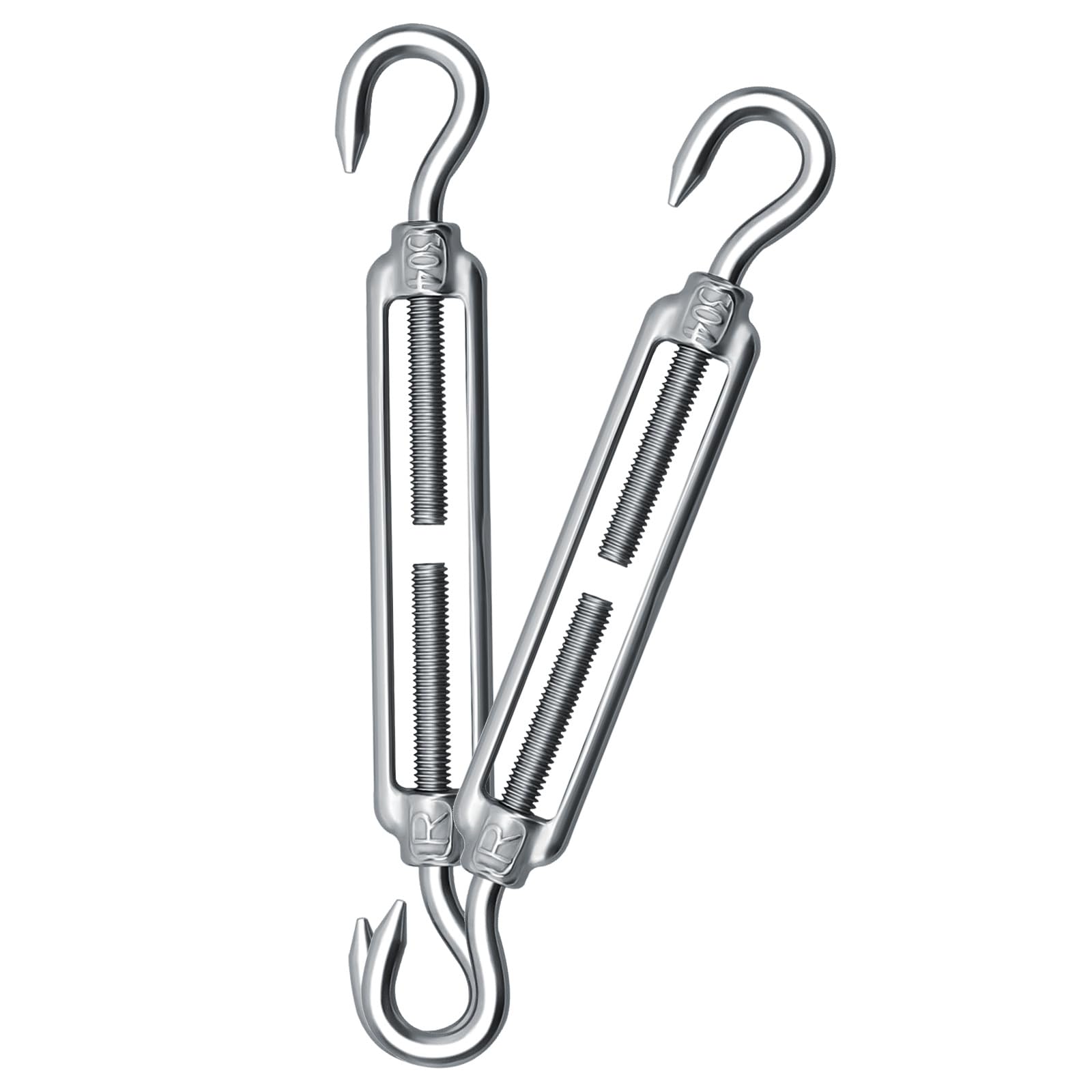 Hook & Hook Turnbuckles Twours 304 Stainless Steel Heavy Duty Turnbuckle Wire Rope Cable Tensioner Adjustable C to C Turnbuckle for Shade Sail (1/2" (