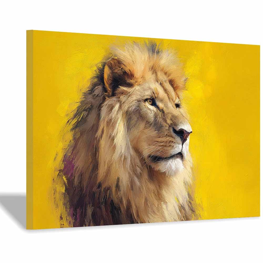 Tableau lion abstrait impression sur toile CUDAOO jaune88 - 7