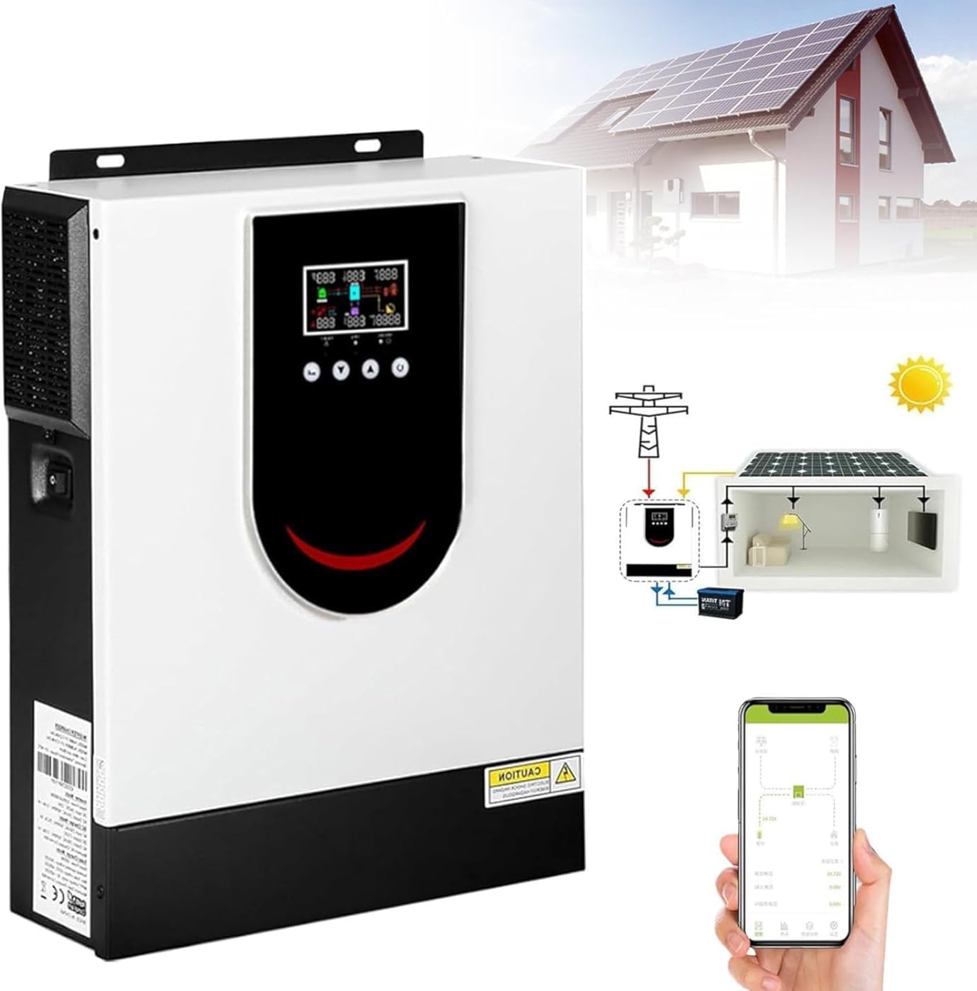 Onduleur solaire hybride 12V contre les pannes d'électricité, abris de jardin et secours 1kW
